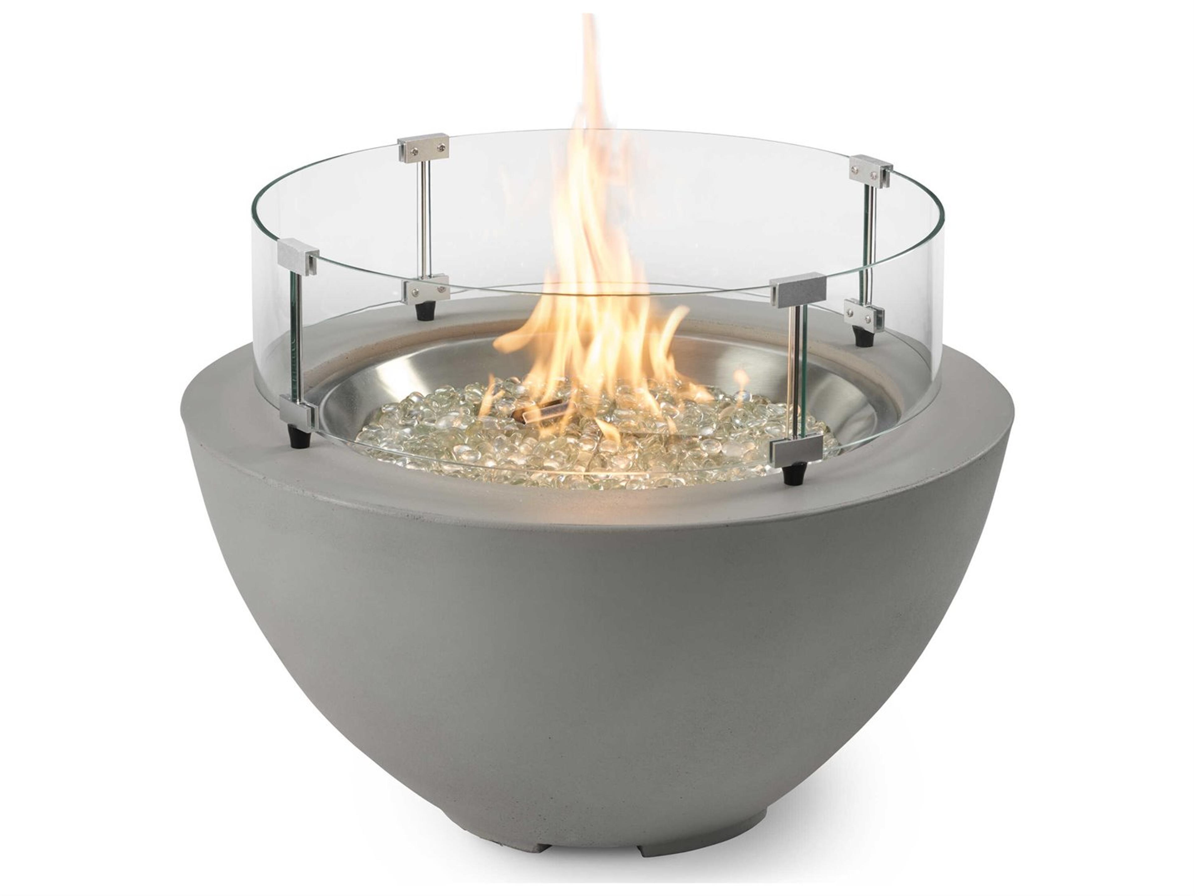 Outdoor Greatroom Cove Natural Grey Super Cast Concrete Round Gas Fire Pit Bowl