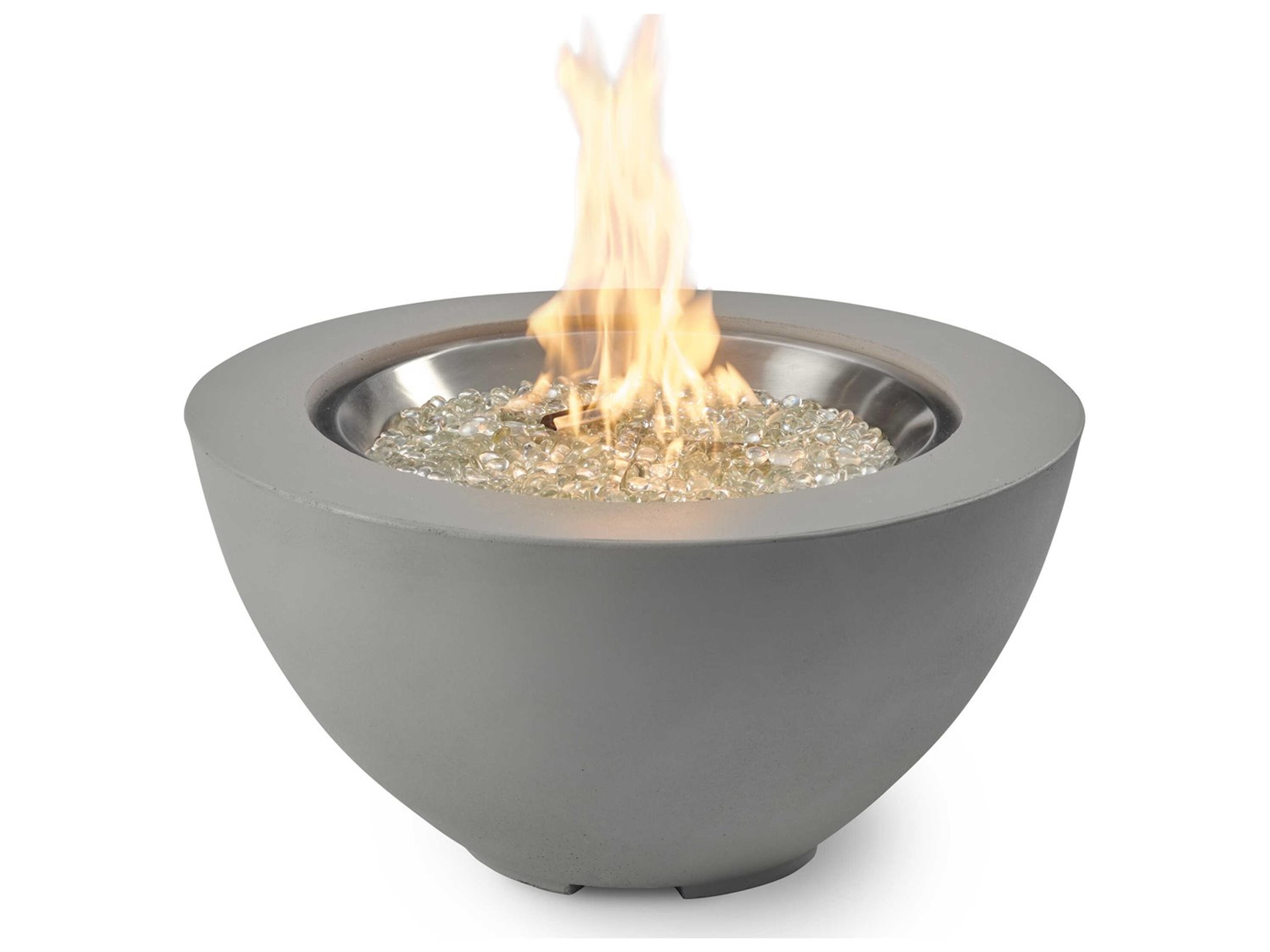 Outdoor Greatroom Cove Natural Grey Super Cast Concrete Round Gas Fire Pit Bowl