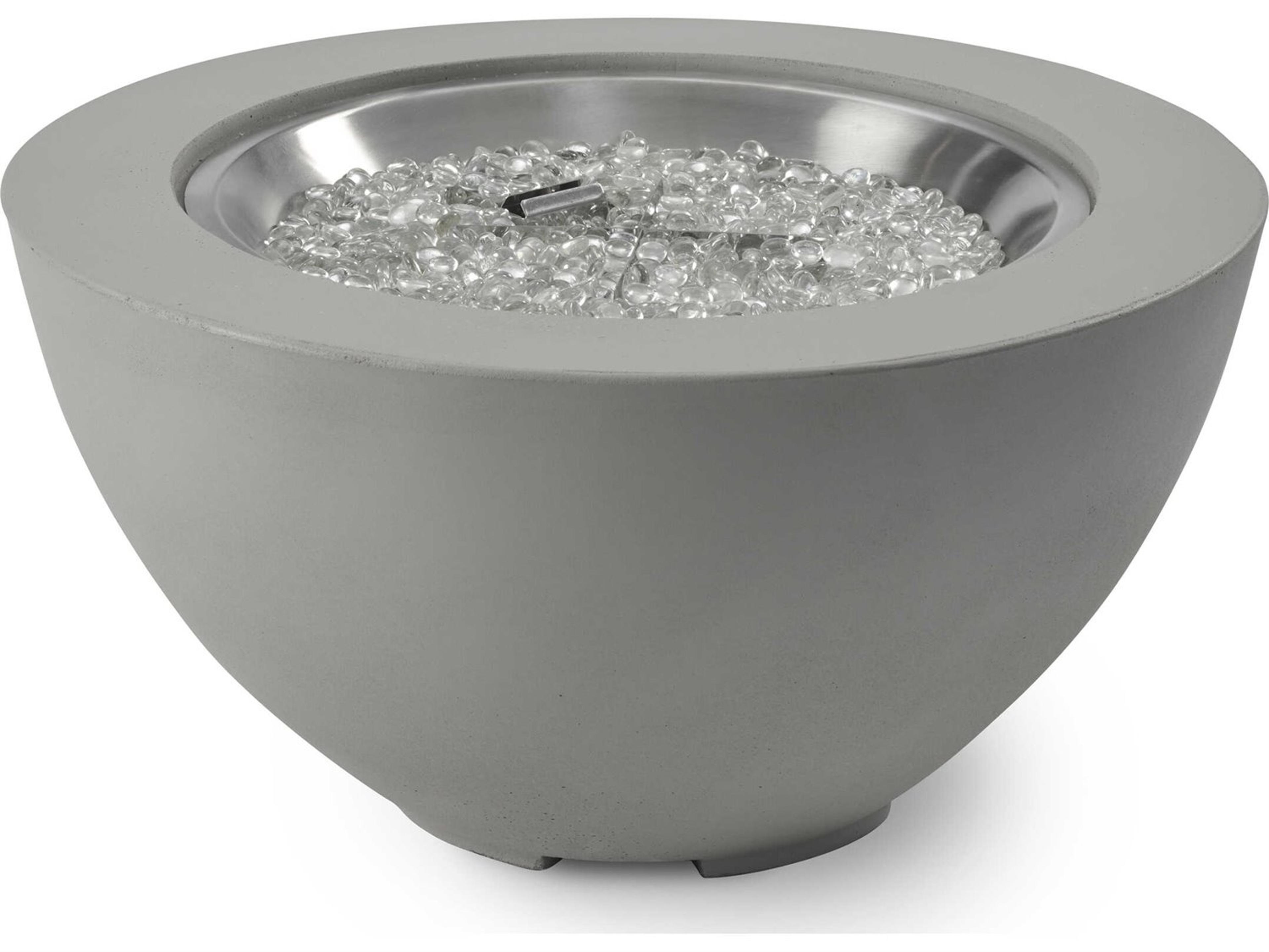 Outdoor Greatroom Cove Natural Grey Super Cast Concrete Round Gas Fire Pit Bowl