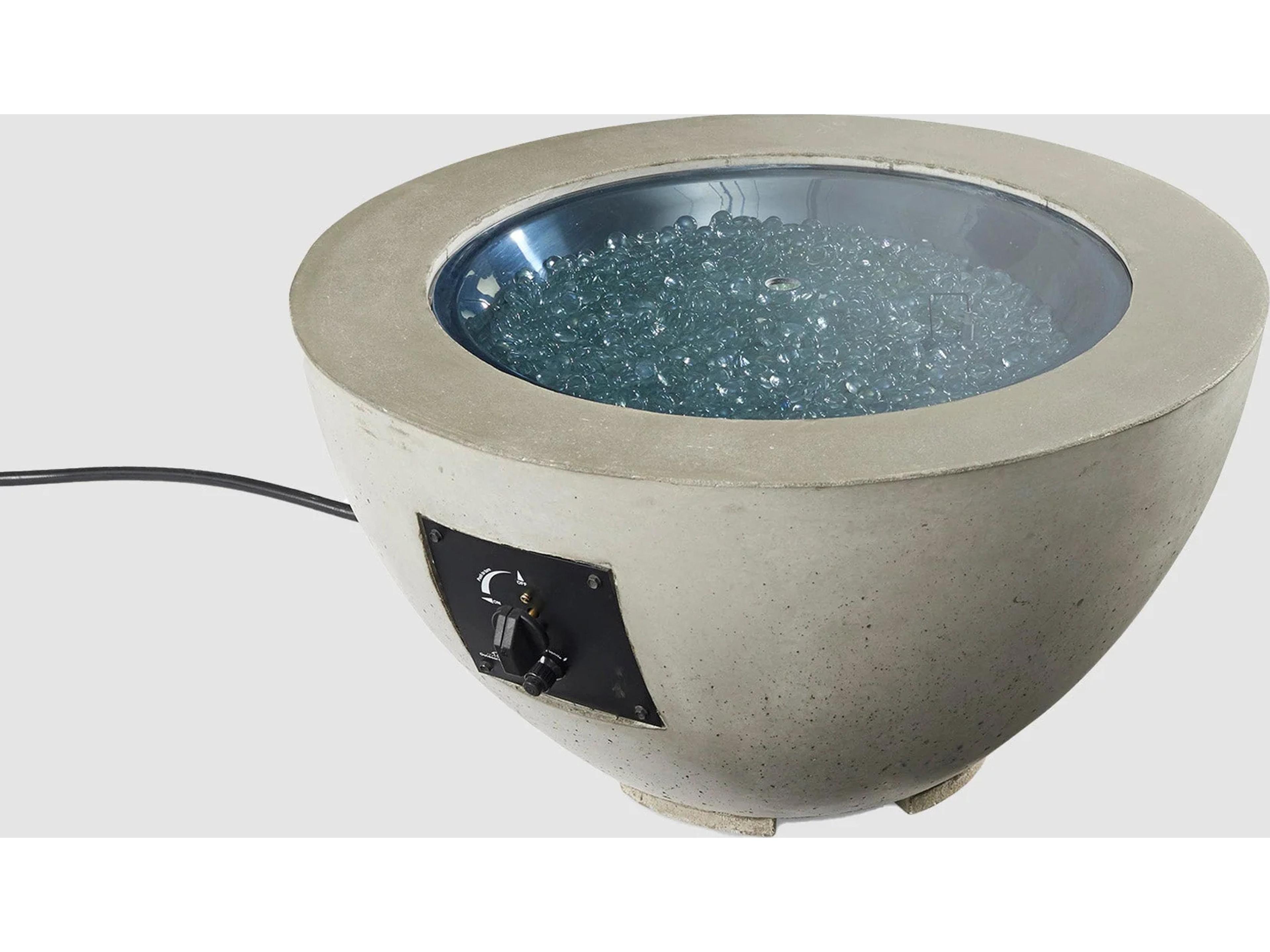 Outdoor Greatroom Cove Super Cast Concrete Natural Grey Round Gas Fire Pit Bowl with Direct Spark Ignition NG