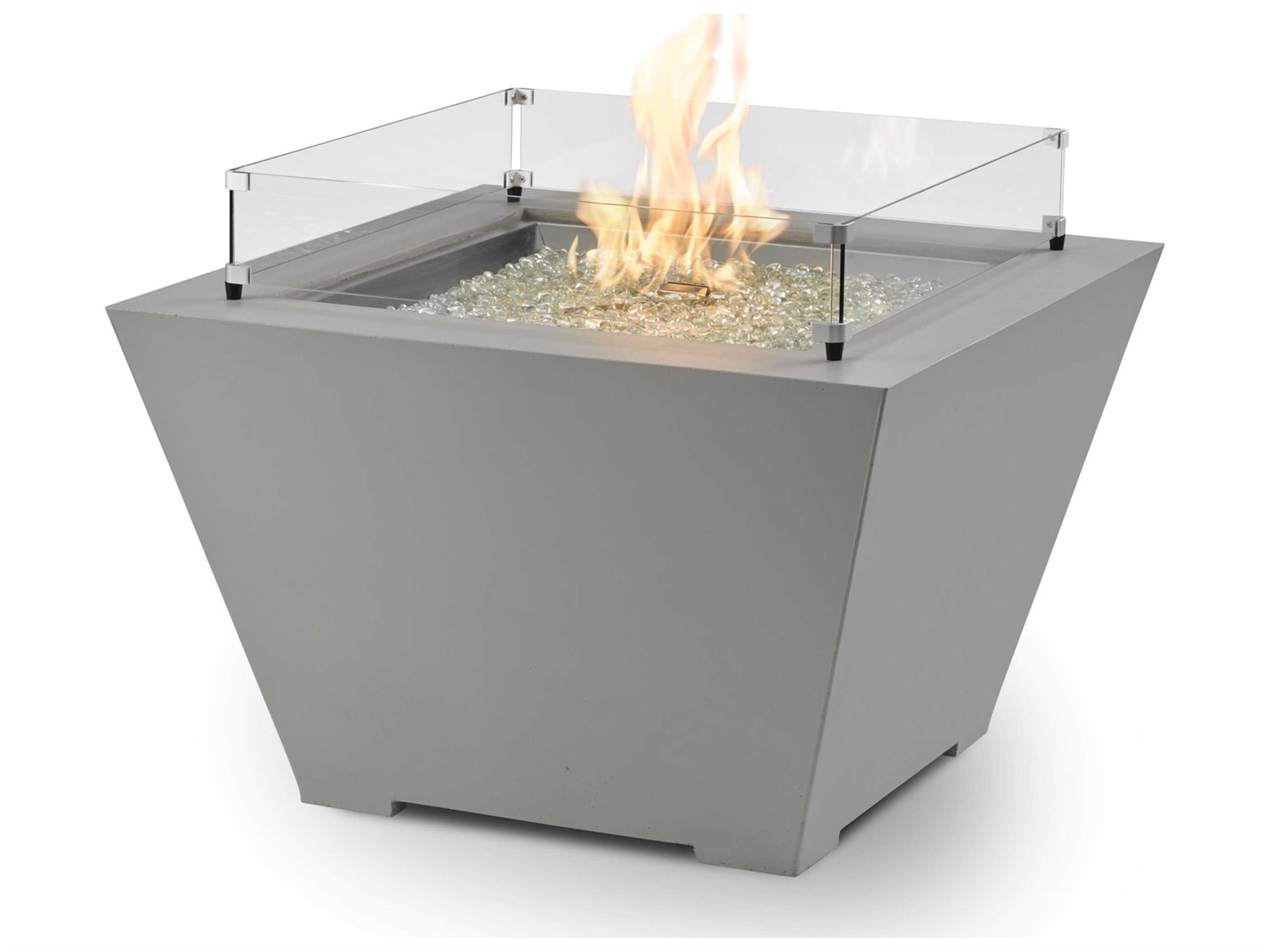 Outdoor Greatroom Cove Natural Grey Supercast Concrete Square Gas Fire Pit Bowl