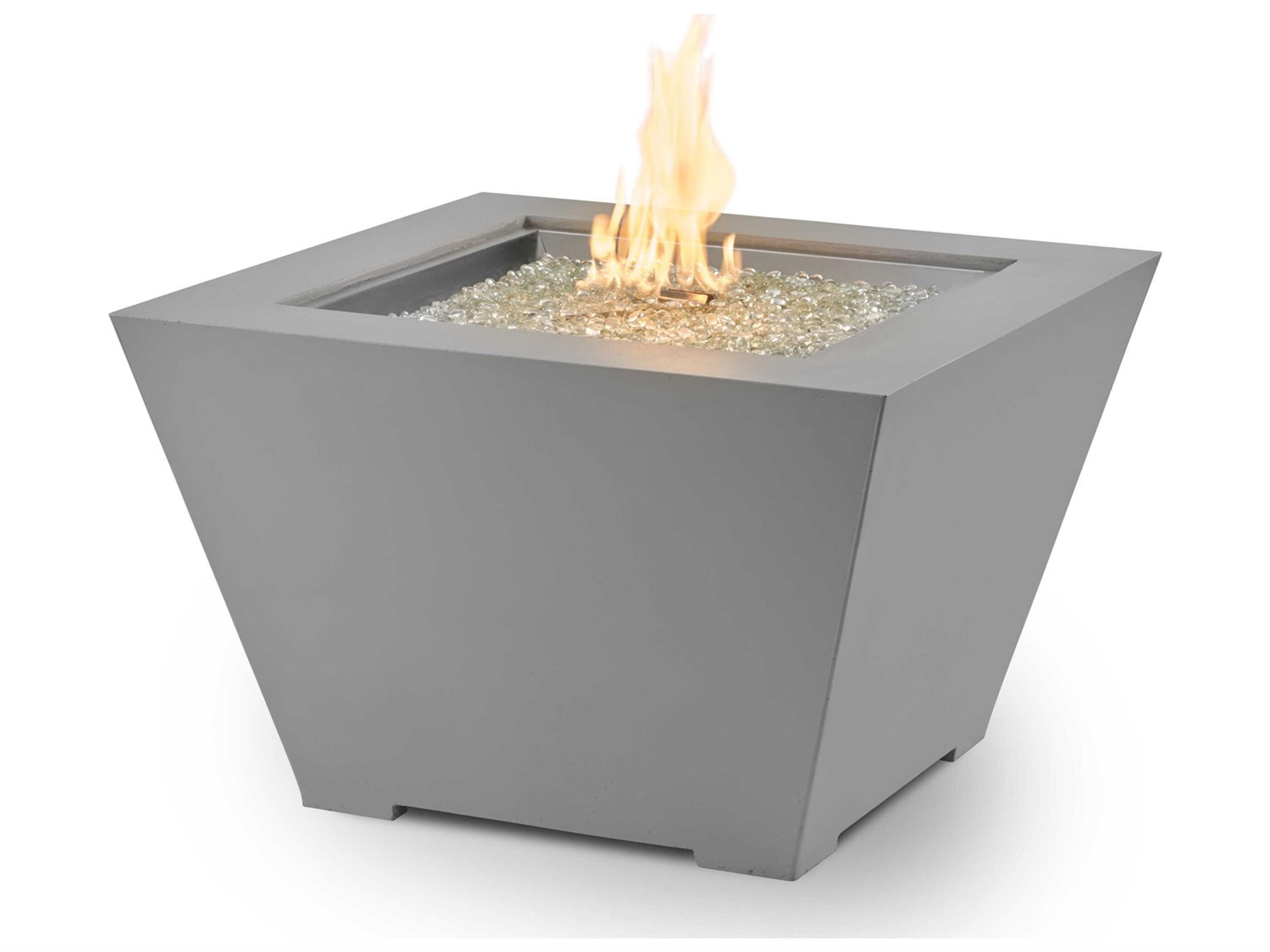 Outdoor Greatroom Cove Natural Grey Supercast Concrete Square Gas Fire Pit Bowl