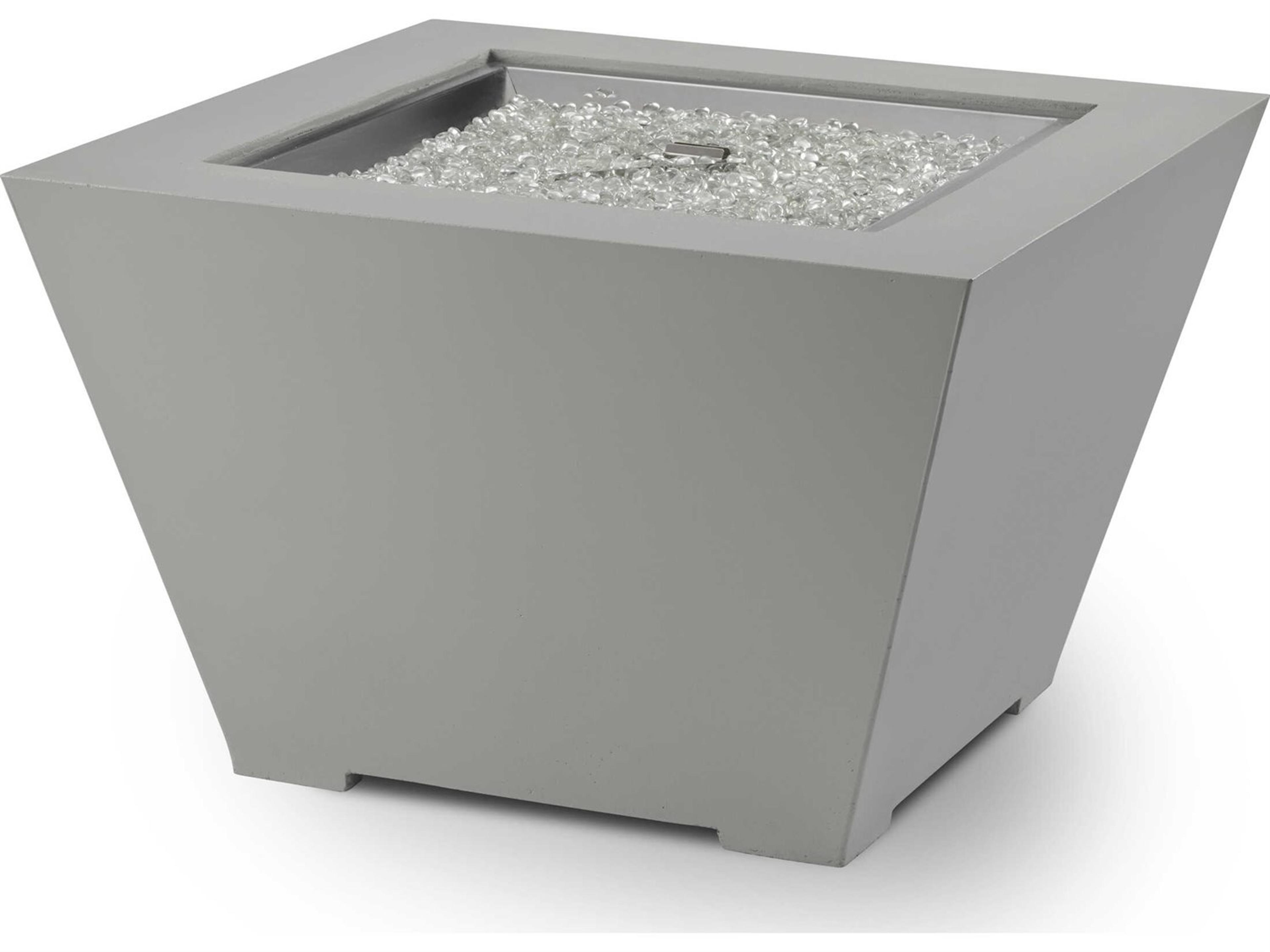 Outdoor Greatroom Cove Natural Grey Supercast Concrete Square Gas Fire Pit Bowl