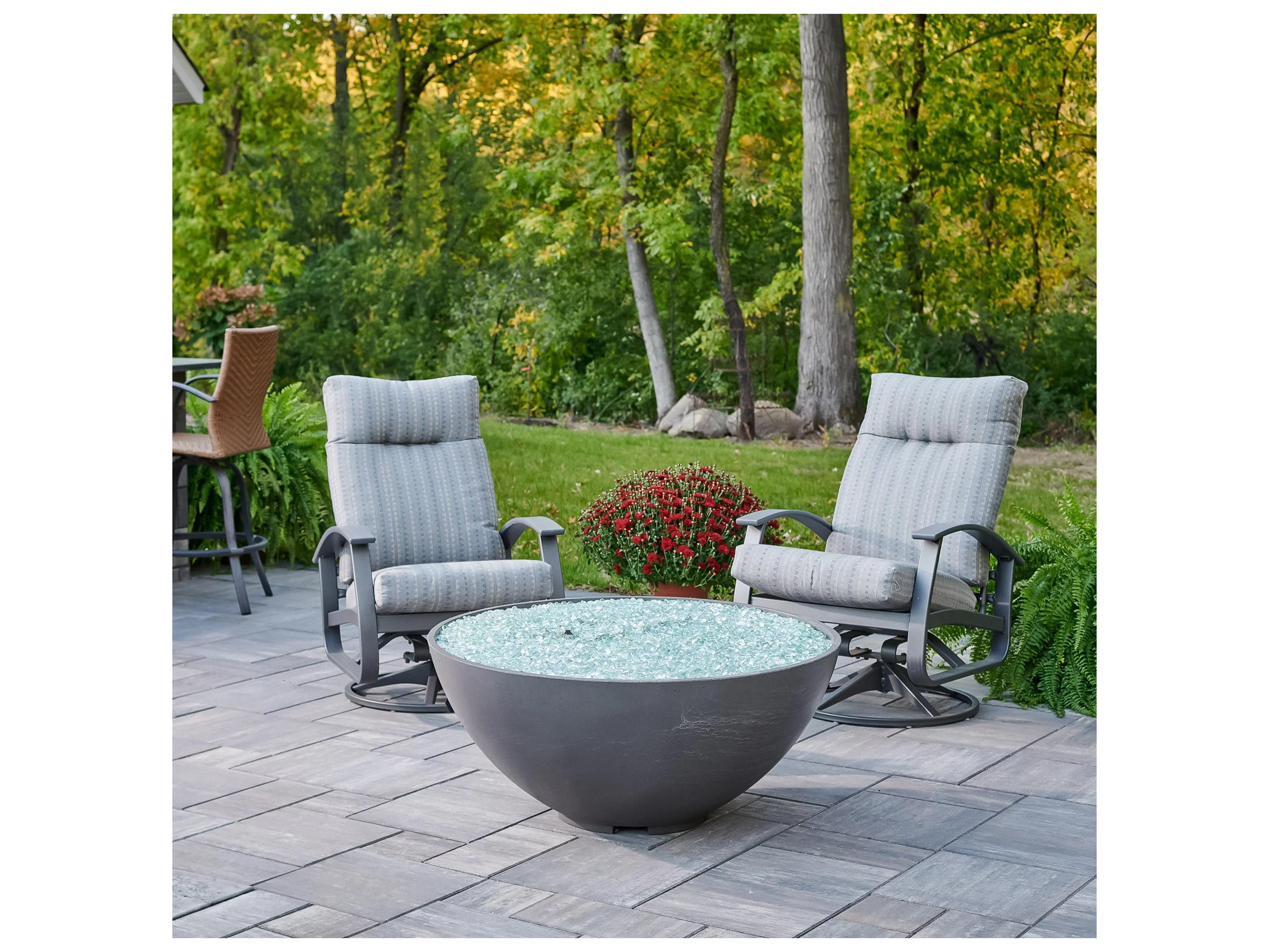 Outdoor Greatroom Cove Edge Midnight Mist Round Gas Fire Pit Bowls
