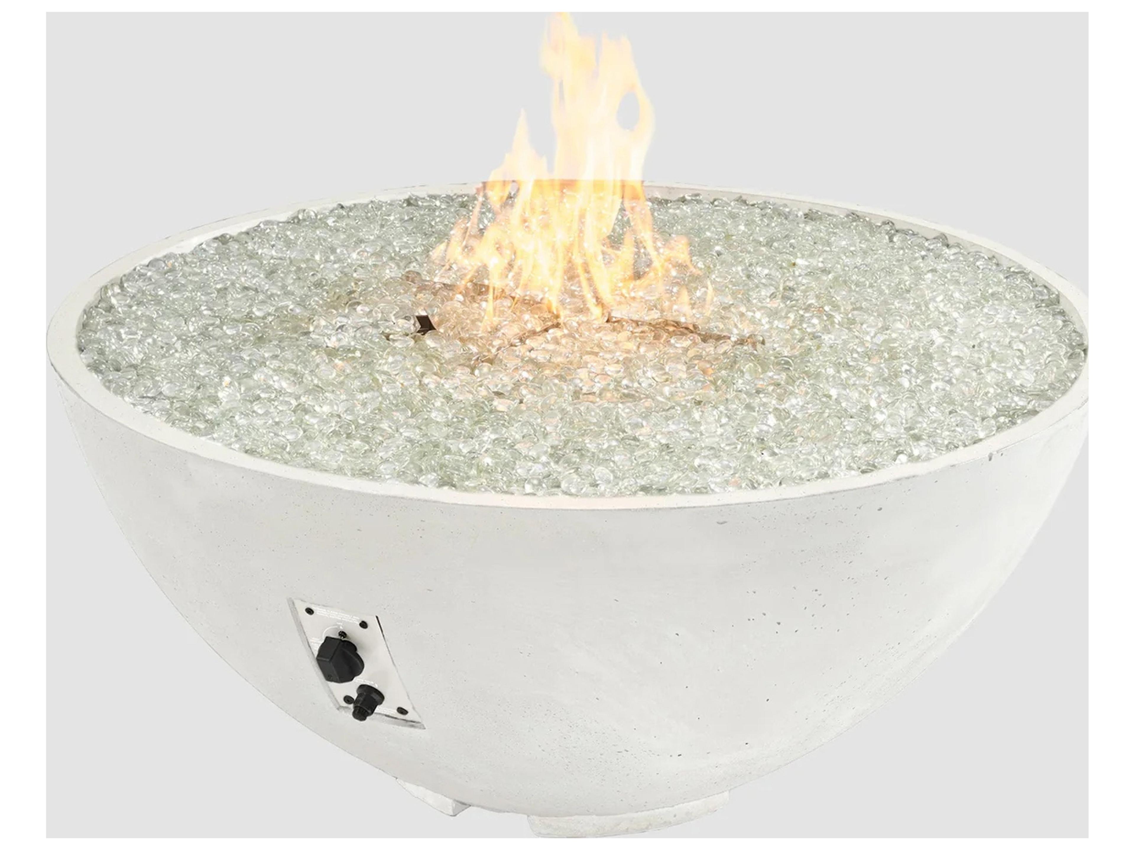 Cove Edge Concrete White Cove Round Gas Fire Pit Bowl with Direct Spark Ignition NG