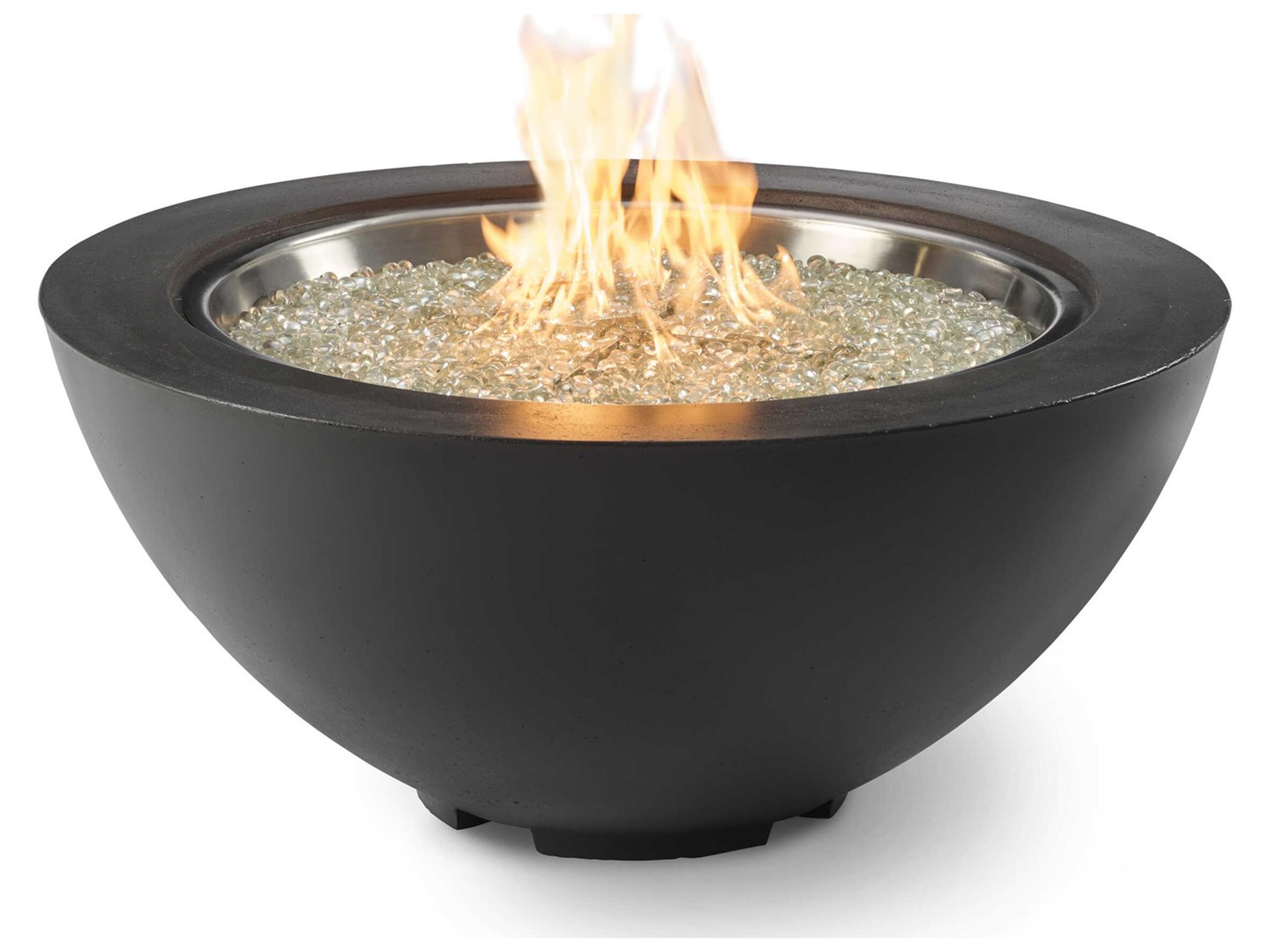 Outdoor Greatroom Cove Concrete Midnight Mist Round Gas Fire Pit Bowl