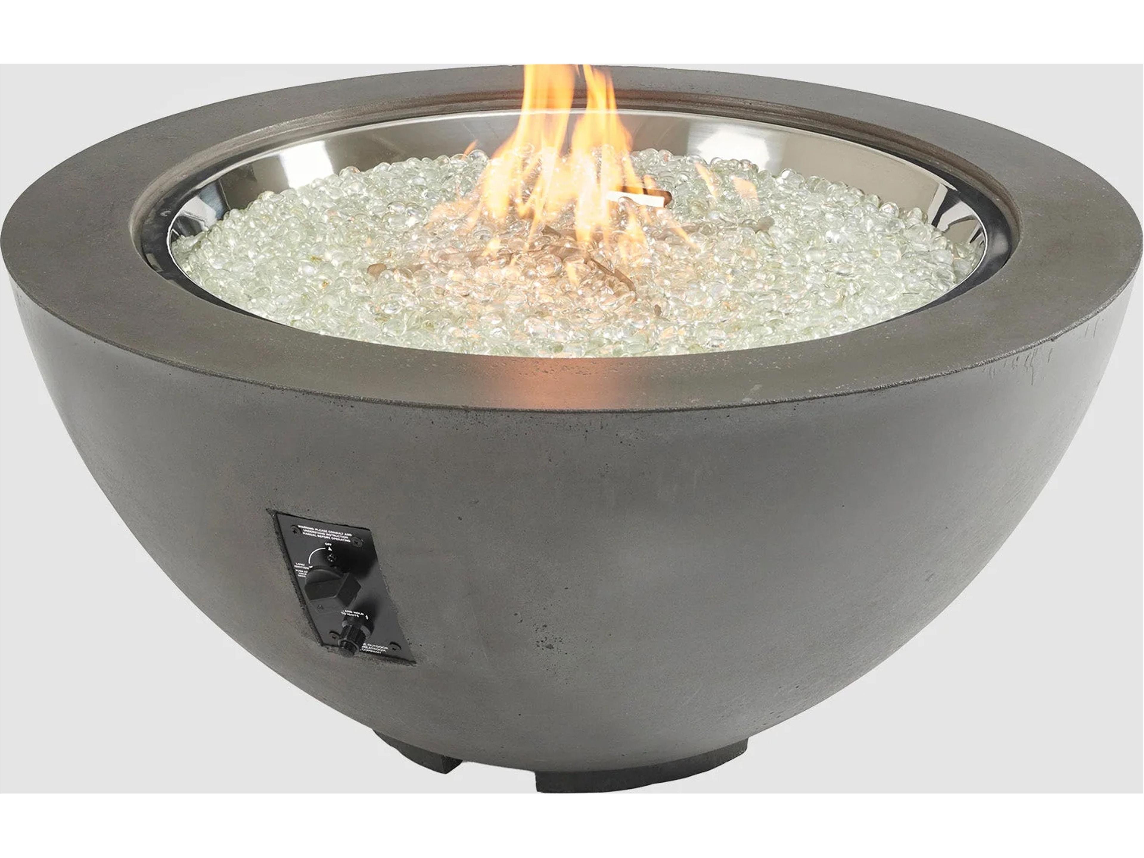 Cove Supercast Concrete Midnight Mist Round Gas Fire Pit Bowl with Direct Spark Ignition NG
