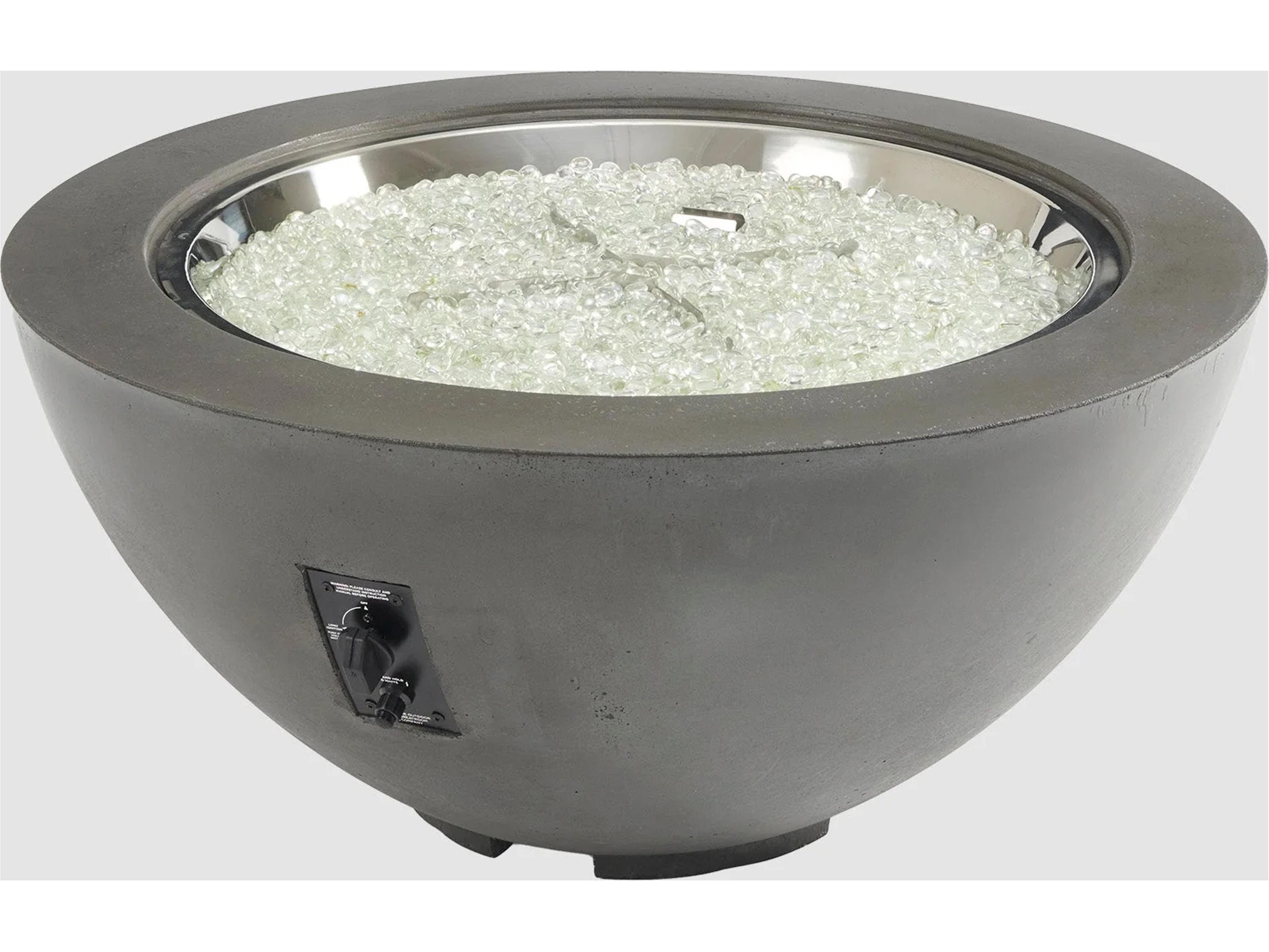 Outdoor Greatroom Cove Supercast Concrete Midnight Mist Round Gas Fire Pit Bowl with Direct Spark Ignition NG