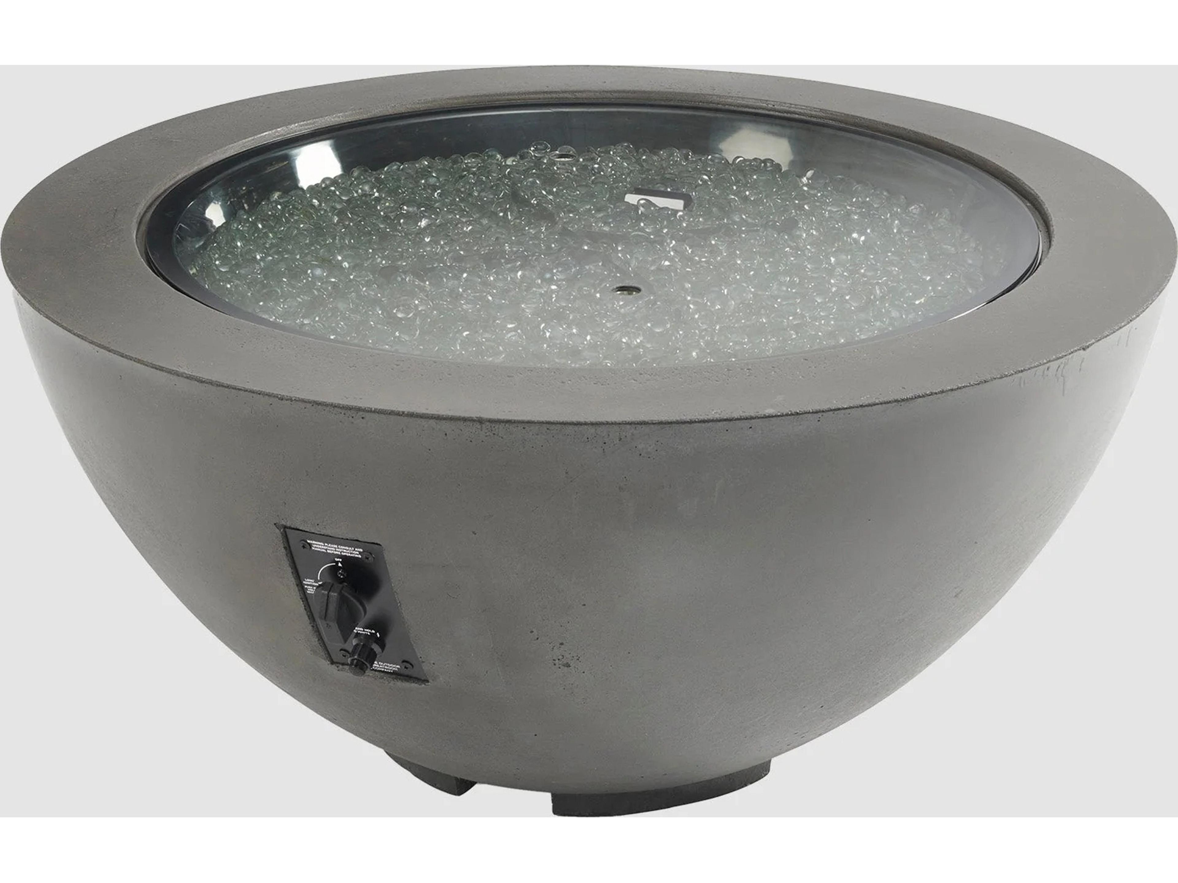 Outdoor Greatroom Cove Supercast Concrete Midnight Mist Round Gas Fire Pit Bowl with Direct Spark Ignition NG