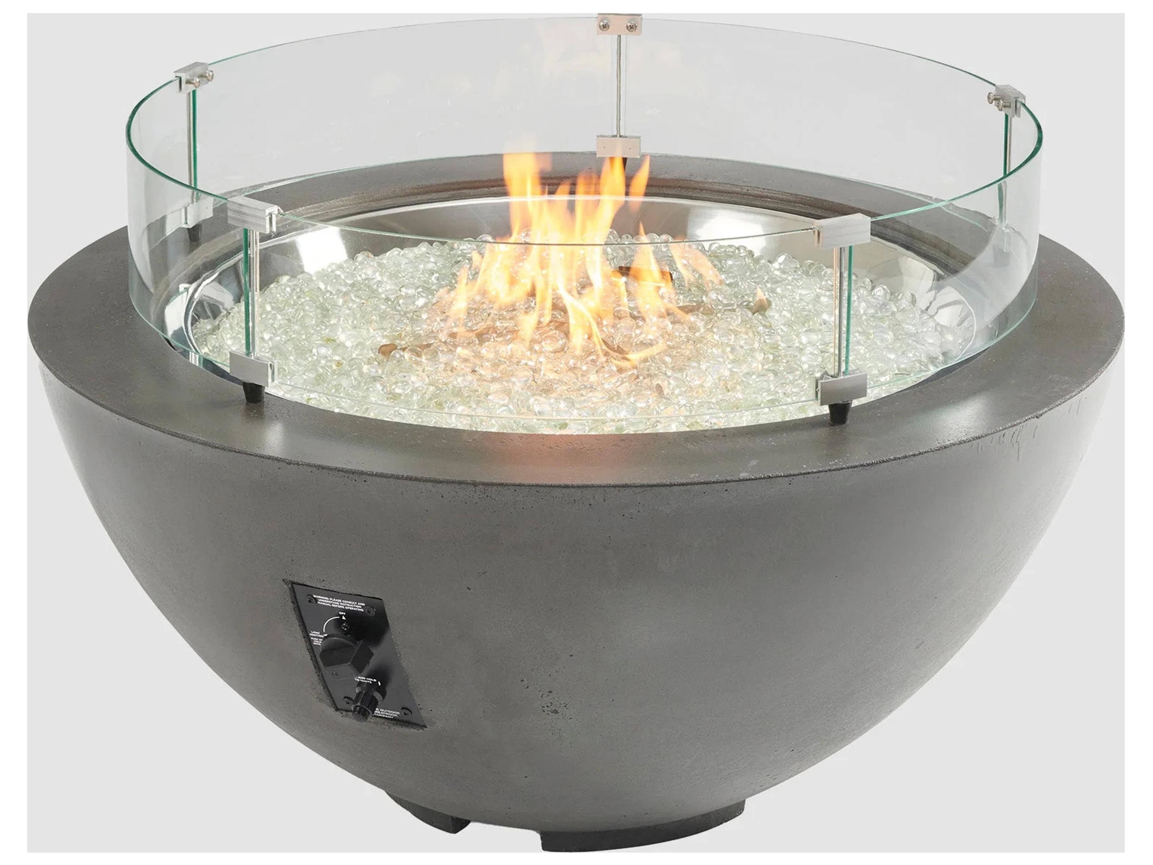 Outdoor Greatroom Cove Supercast Concrete Midnight Mist Round Gas Fire Pit Bowl with Direct Spark Ignition NG