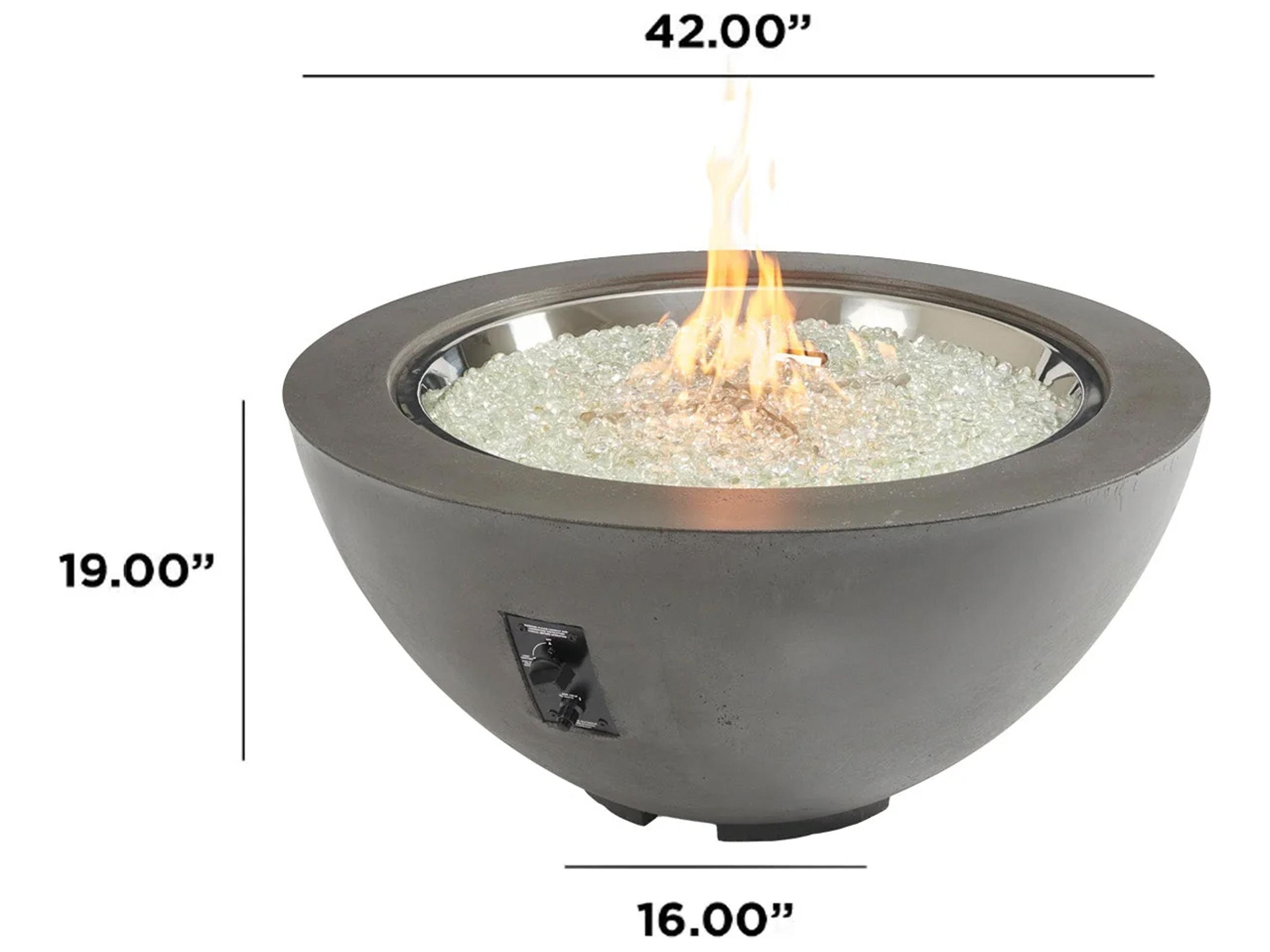 Outdoor Greatroom Cove Supercast Concrete Midnight Mist Round Gas Fire Pit Bowl with Direct Spark Ignition NG