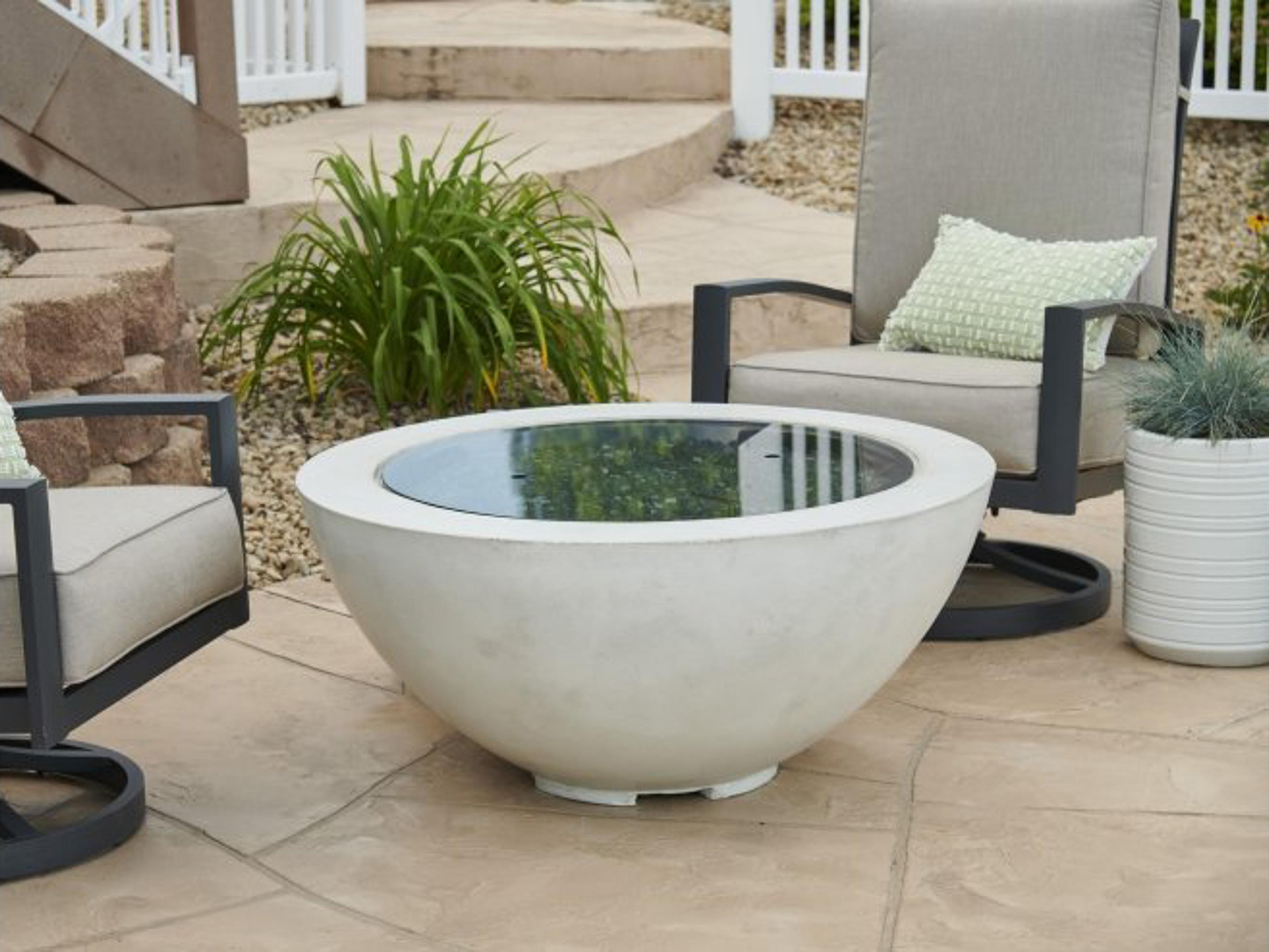 Outdoor Greatroom Cove Concrete White Round Gas Fire Pit Bowl