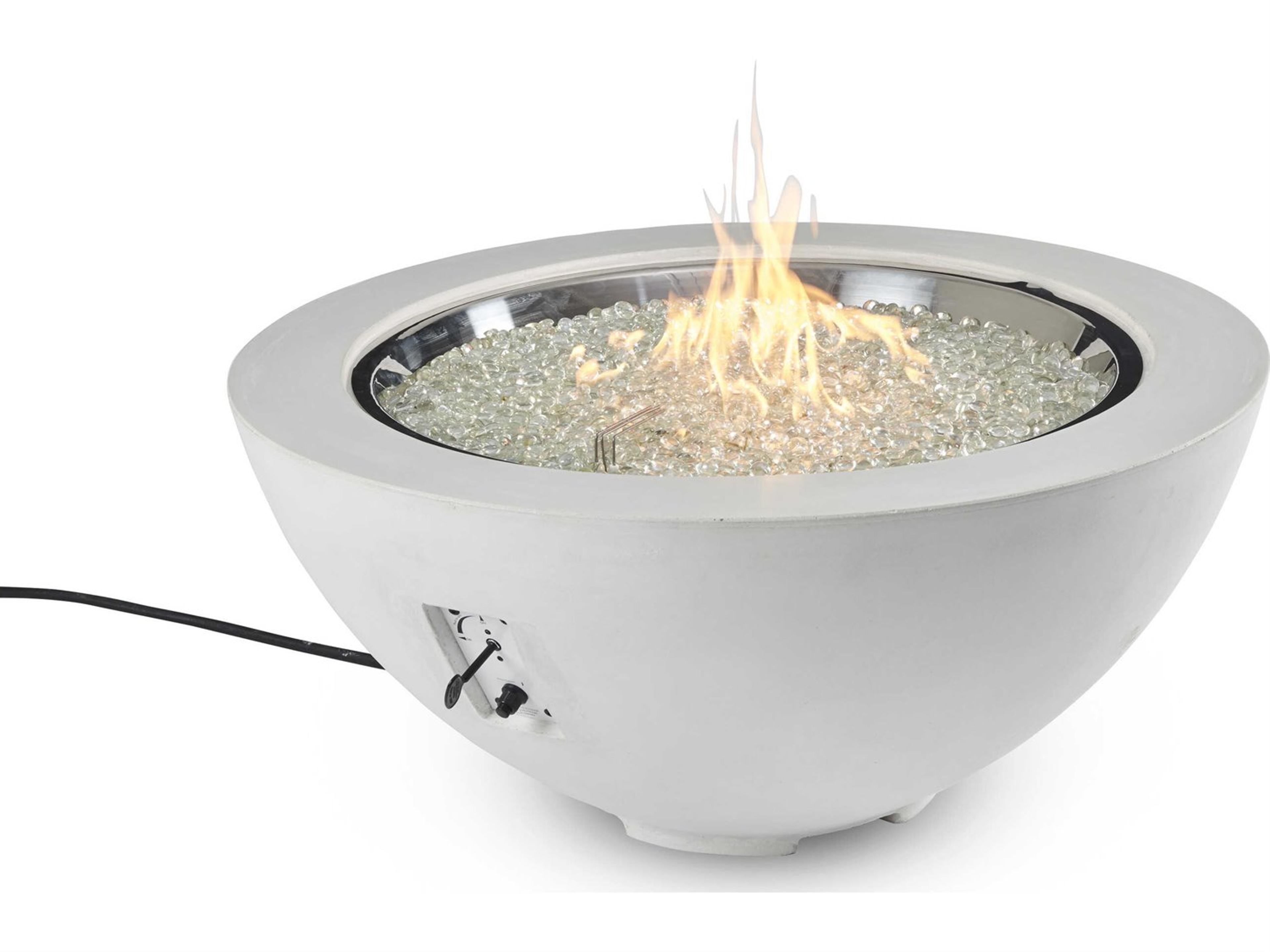 Outdoor Greatroom Cove Concrete White Round Gas Fire Pit Bowl
