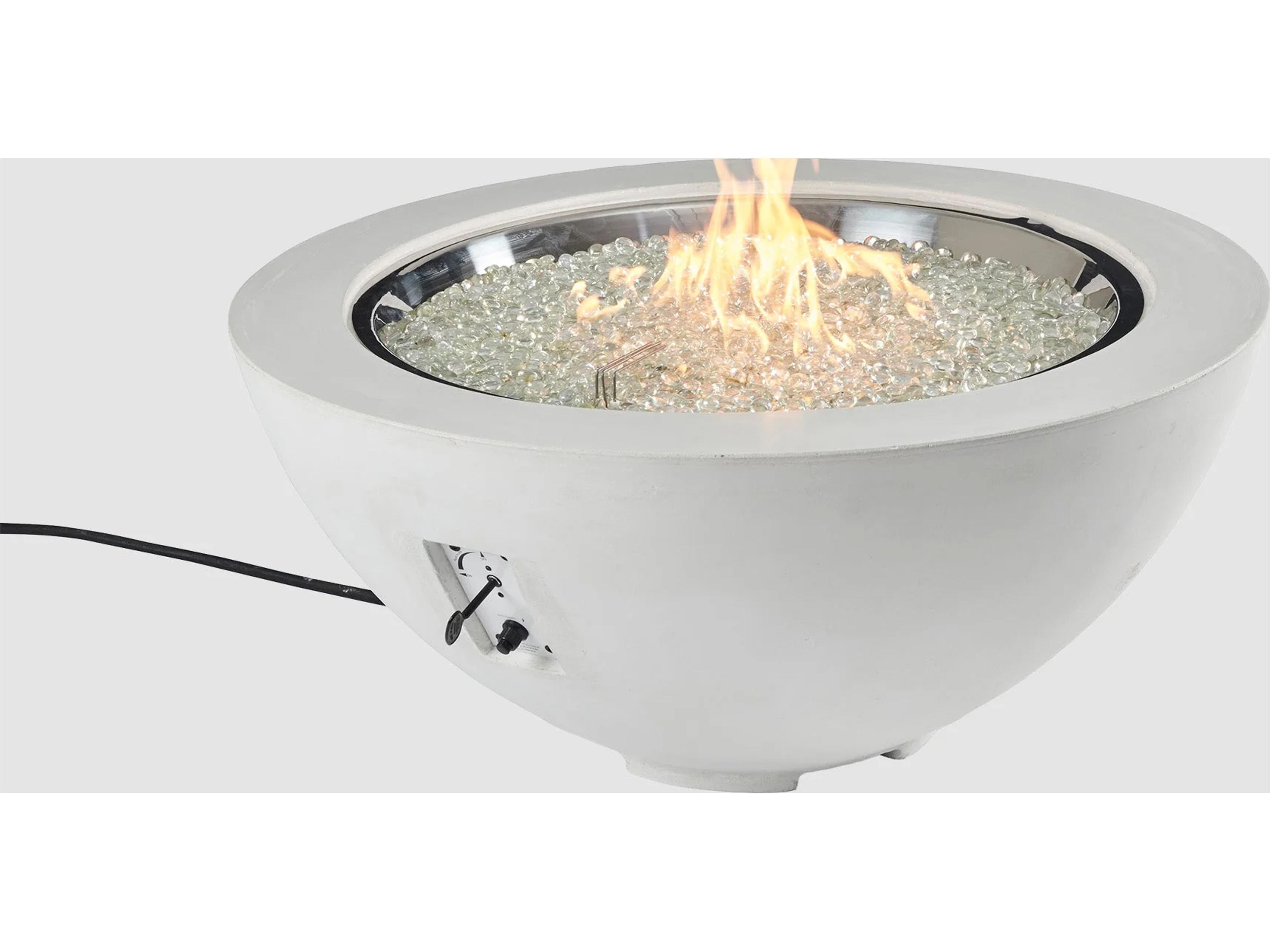Cove Supercast Concrete White Round Gas Fire Pit Bowl with Direct Spark Ignition NG