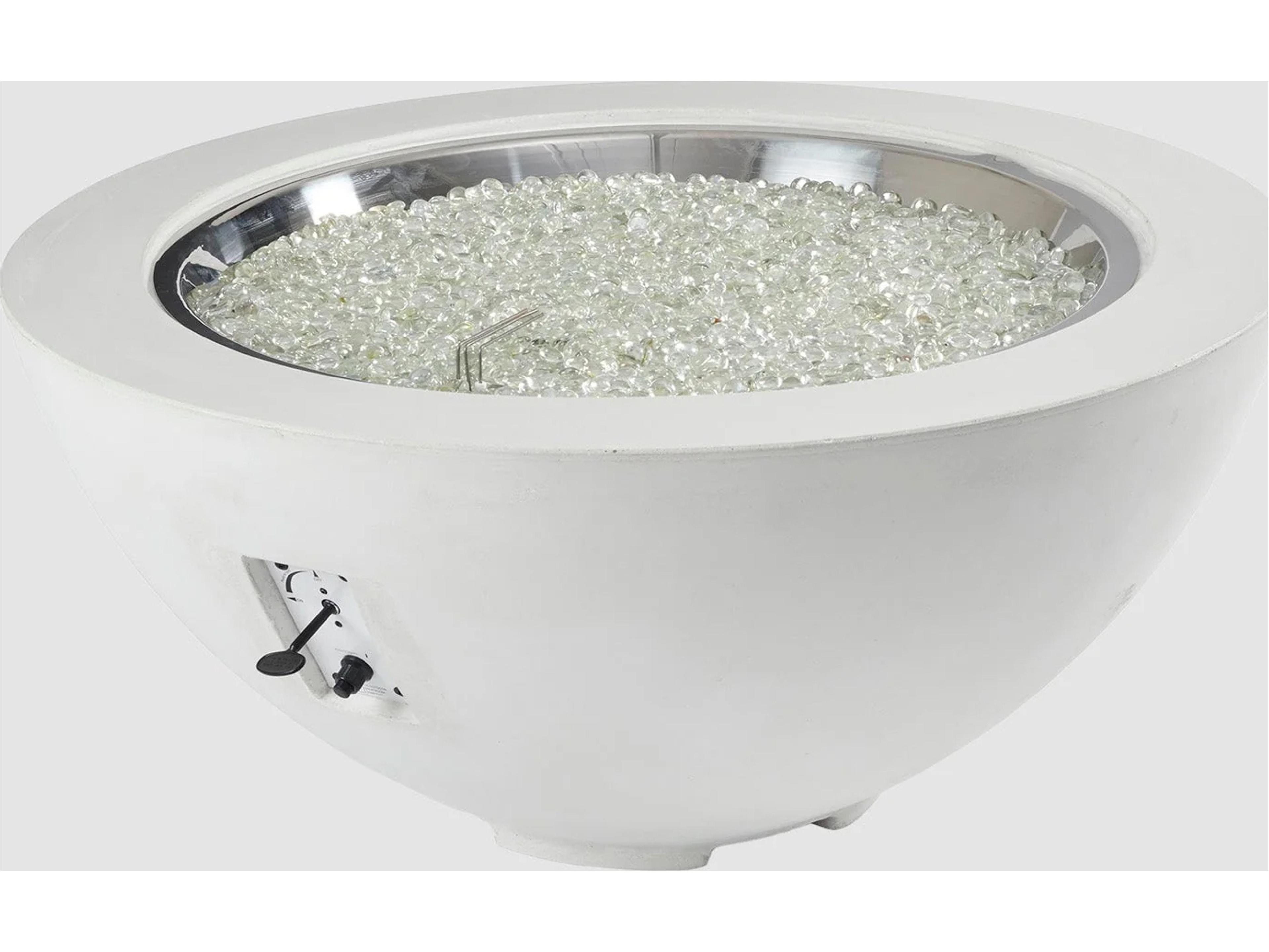 Outdoor Greatroom Cove Supercast Concrete White Round Gas Fire Pit Bowl with Direct Spark Ignition NG