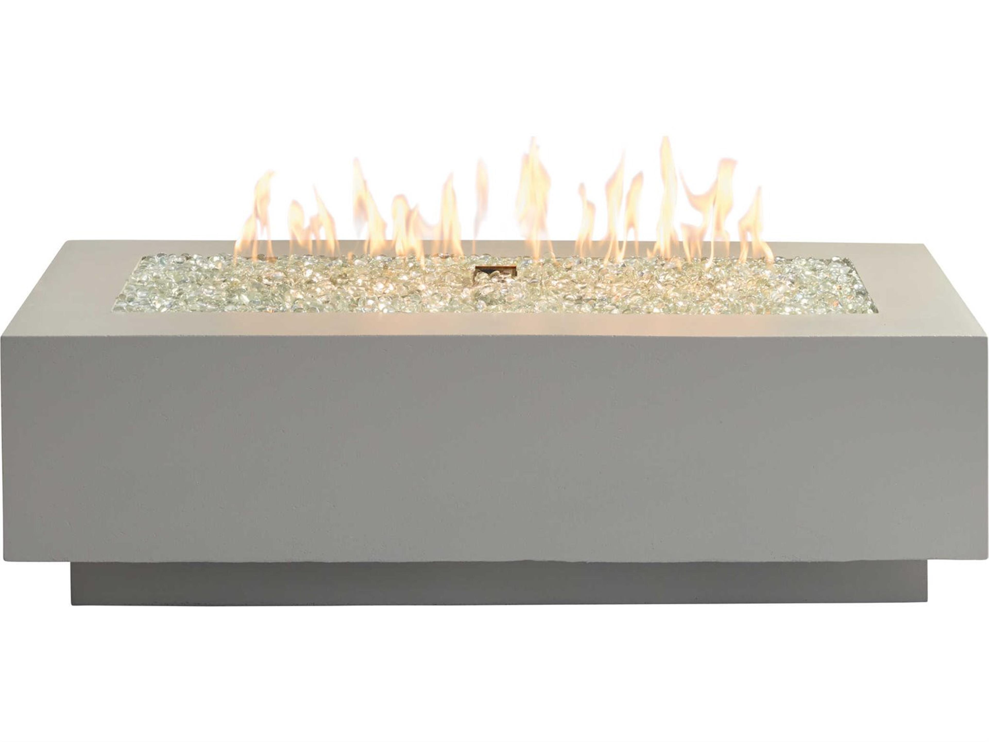 Outdoor Greatroom Cove Concrete Natural Grey Rectangular Linear Gas Fire Pit Table