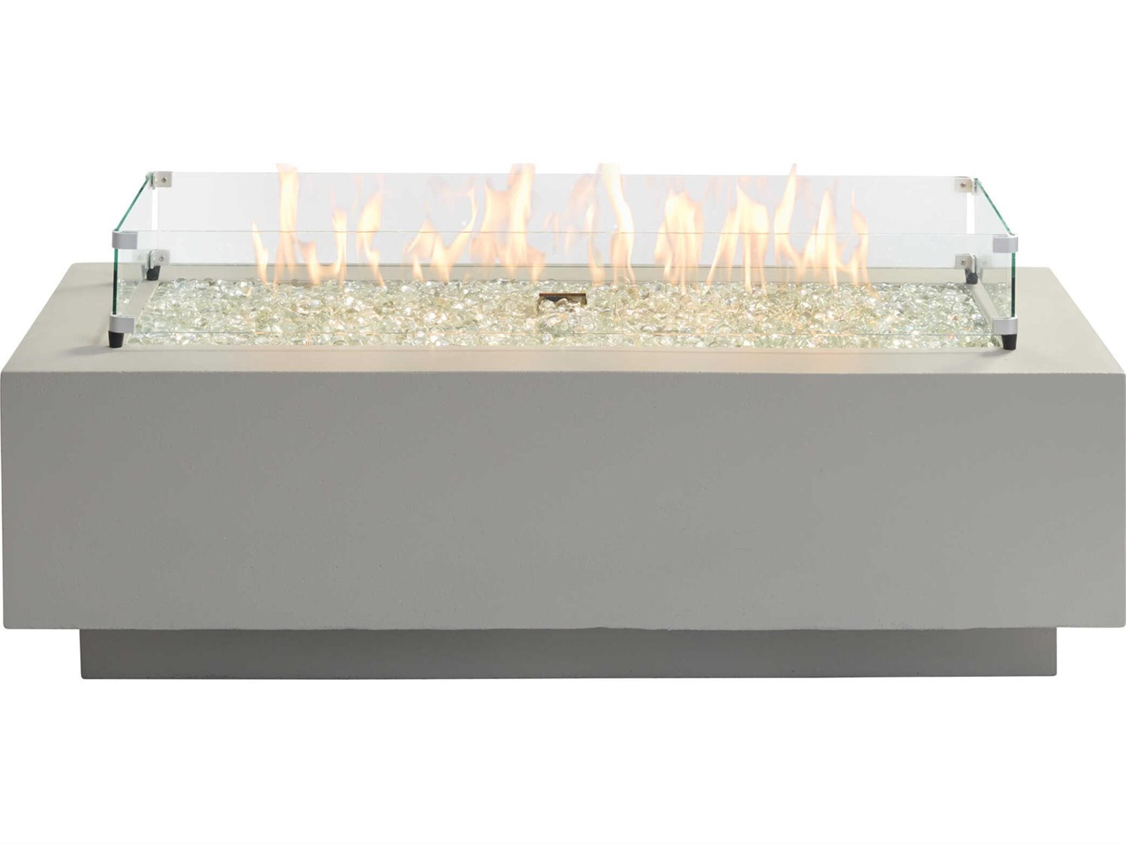 Outdoor Greatroom Cove Concrete Natural Grey Rectangular Linear Gas Fire Pit Table