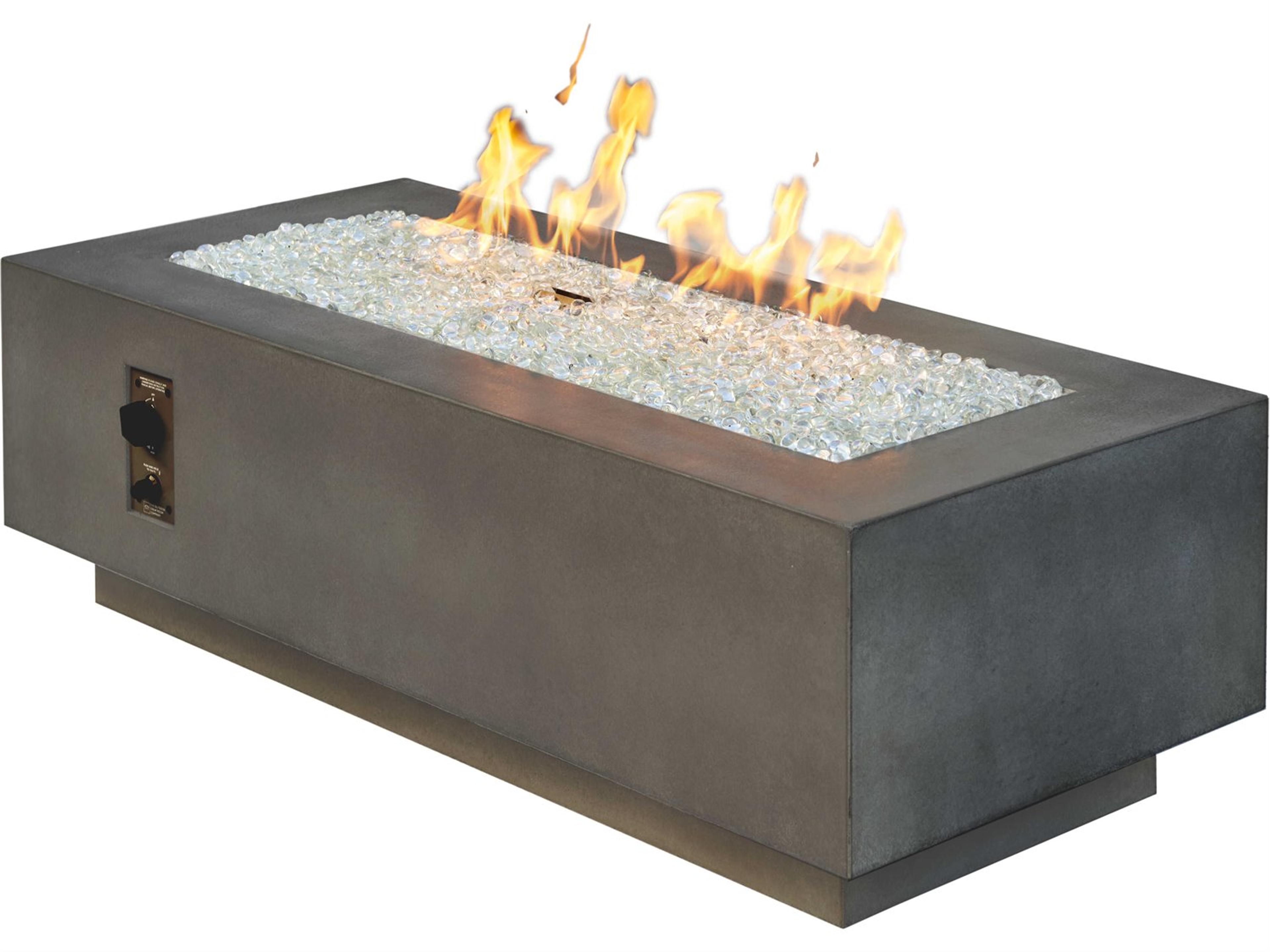 Outdoor Greatroom Cove Concrete Midnight Mist Rectangular Linear Gas Fire Pit Table