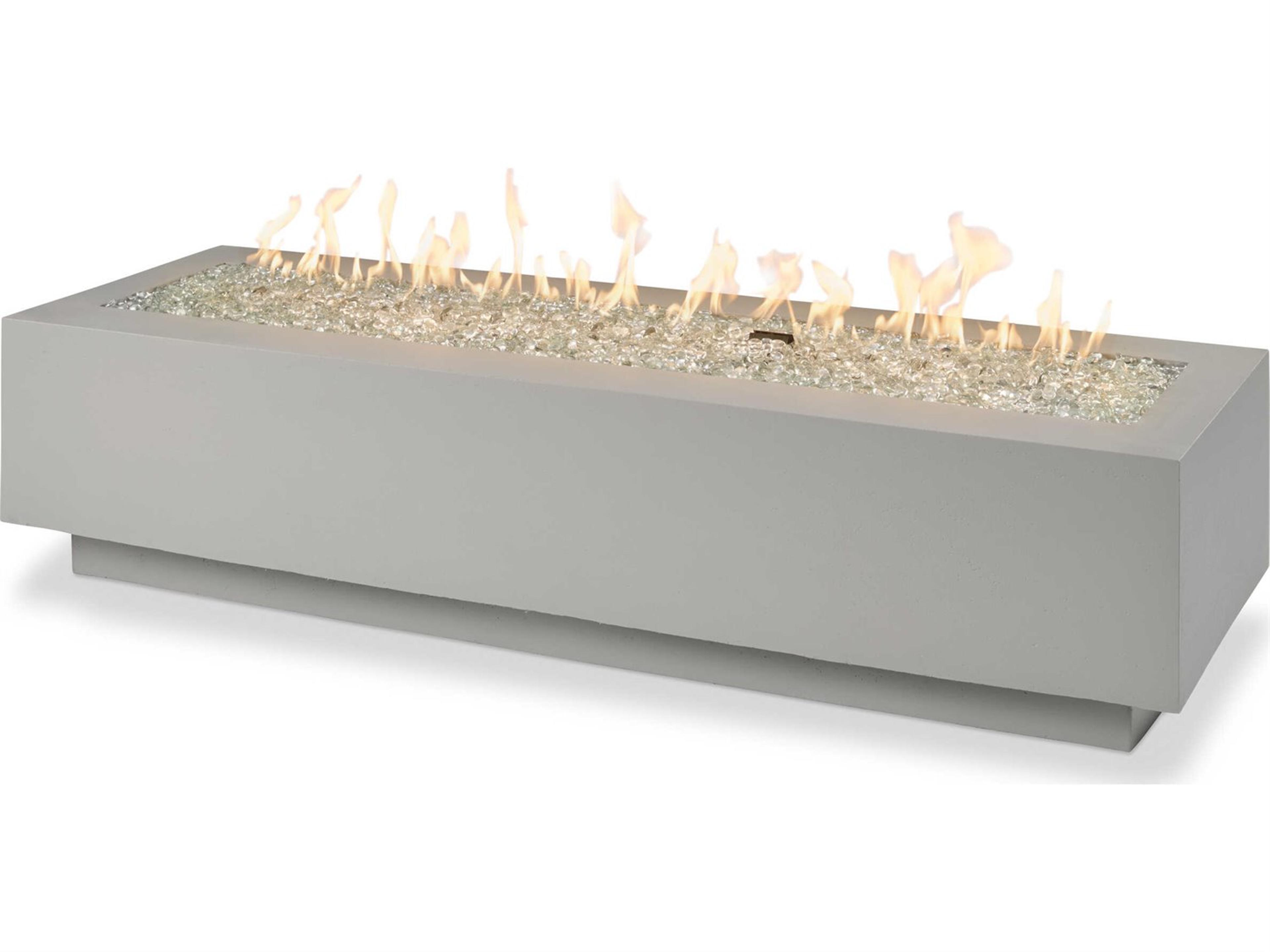 Outdoor Greatroom Cove Concrete Natural Grey Rectangular Linear Gas Fire Pit Table