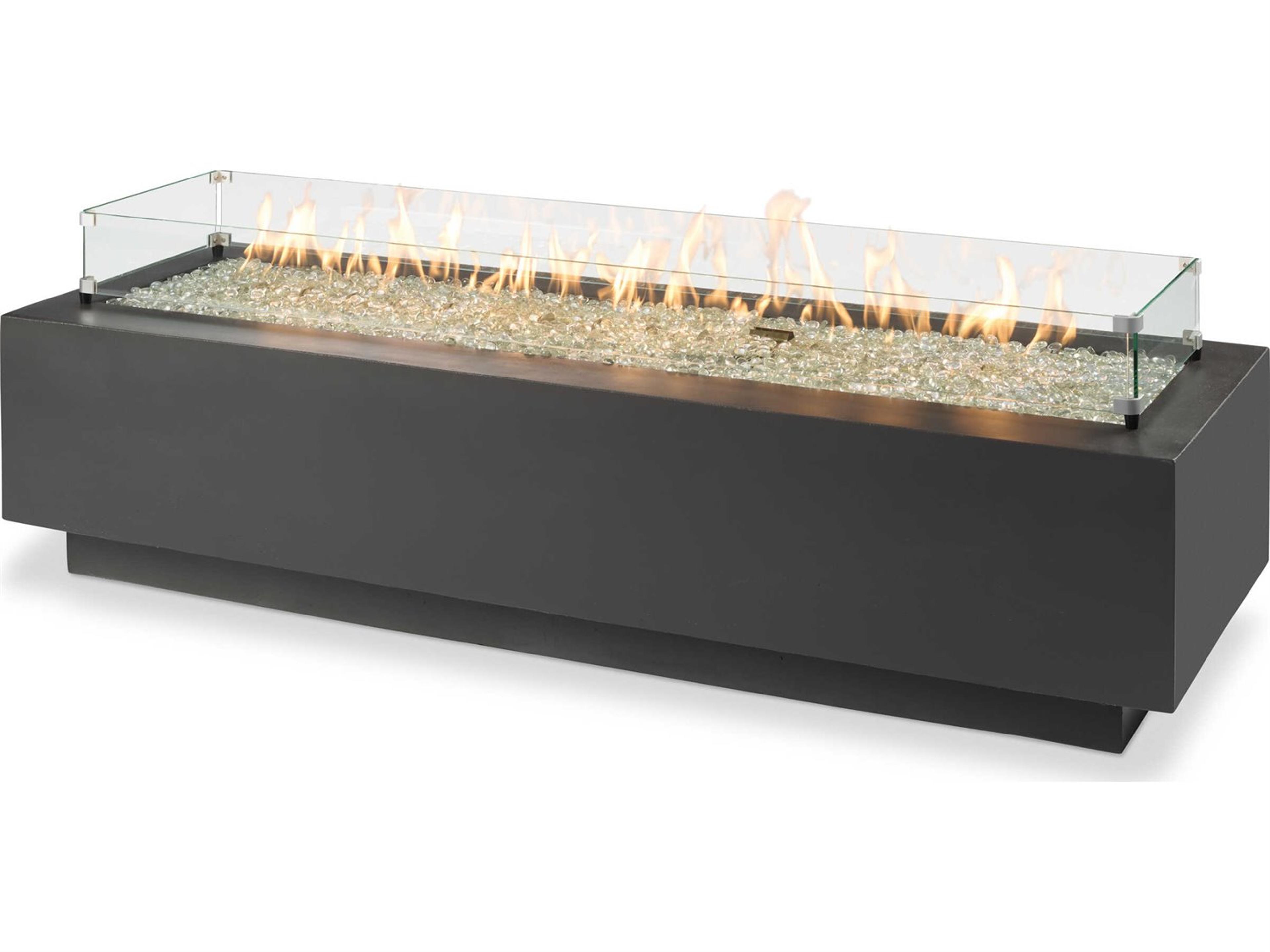 Outdoor Greatroom Cove Concrete Midnight Mist Rectangular Linear Gas Fire Pit Table