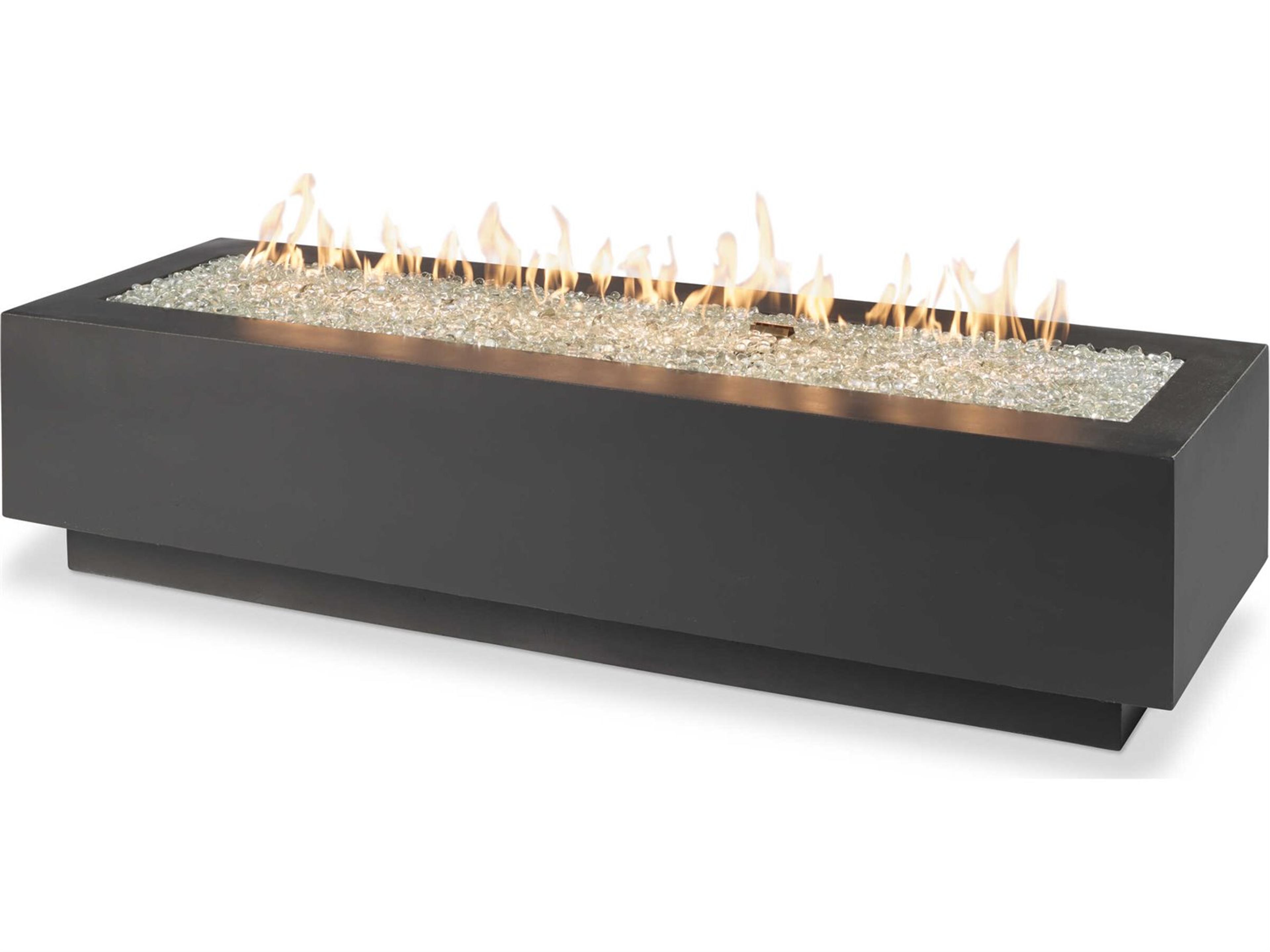 Outdoor Greatroom Cove Concrete Midnight Mist Rectangular Linear Gas Fire Pit Table