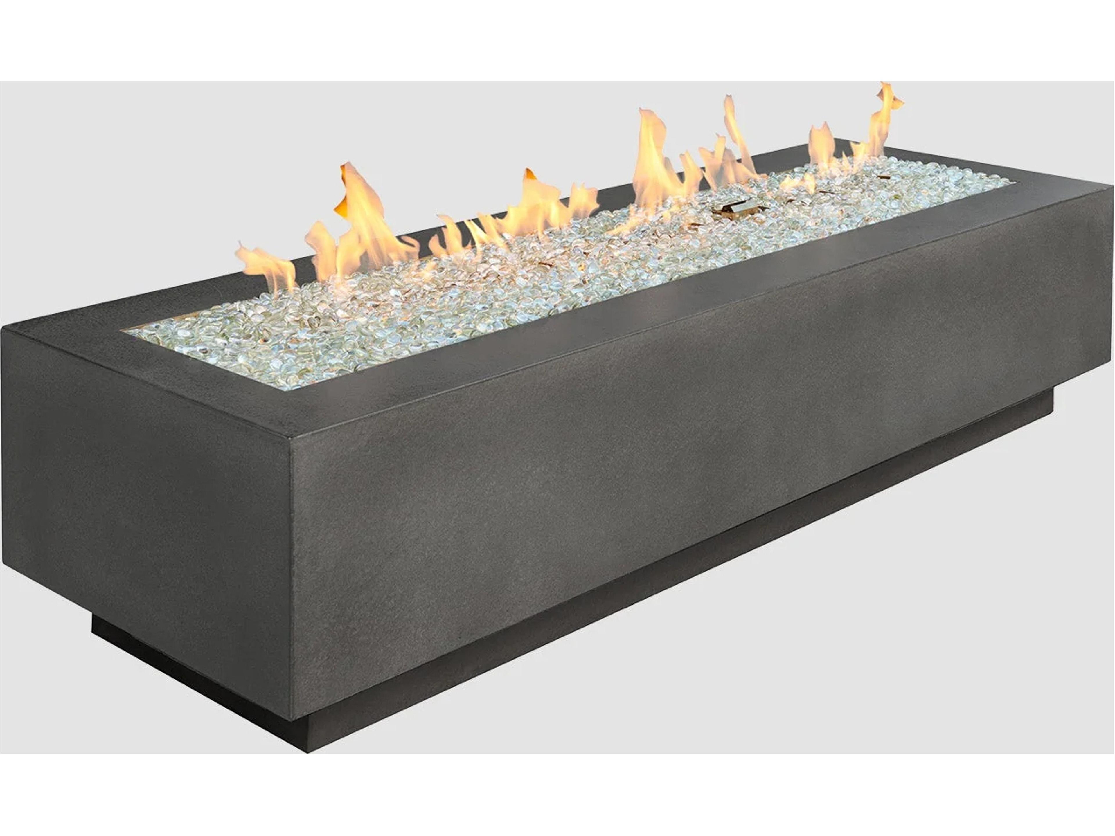 Cove Supercast Concrete Midnight Mist Rectangular Linear Gas Fire Pit Table with Direct Spark Ignition NG