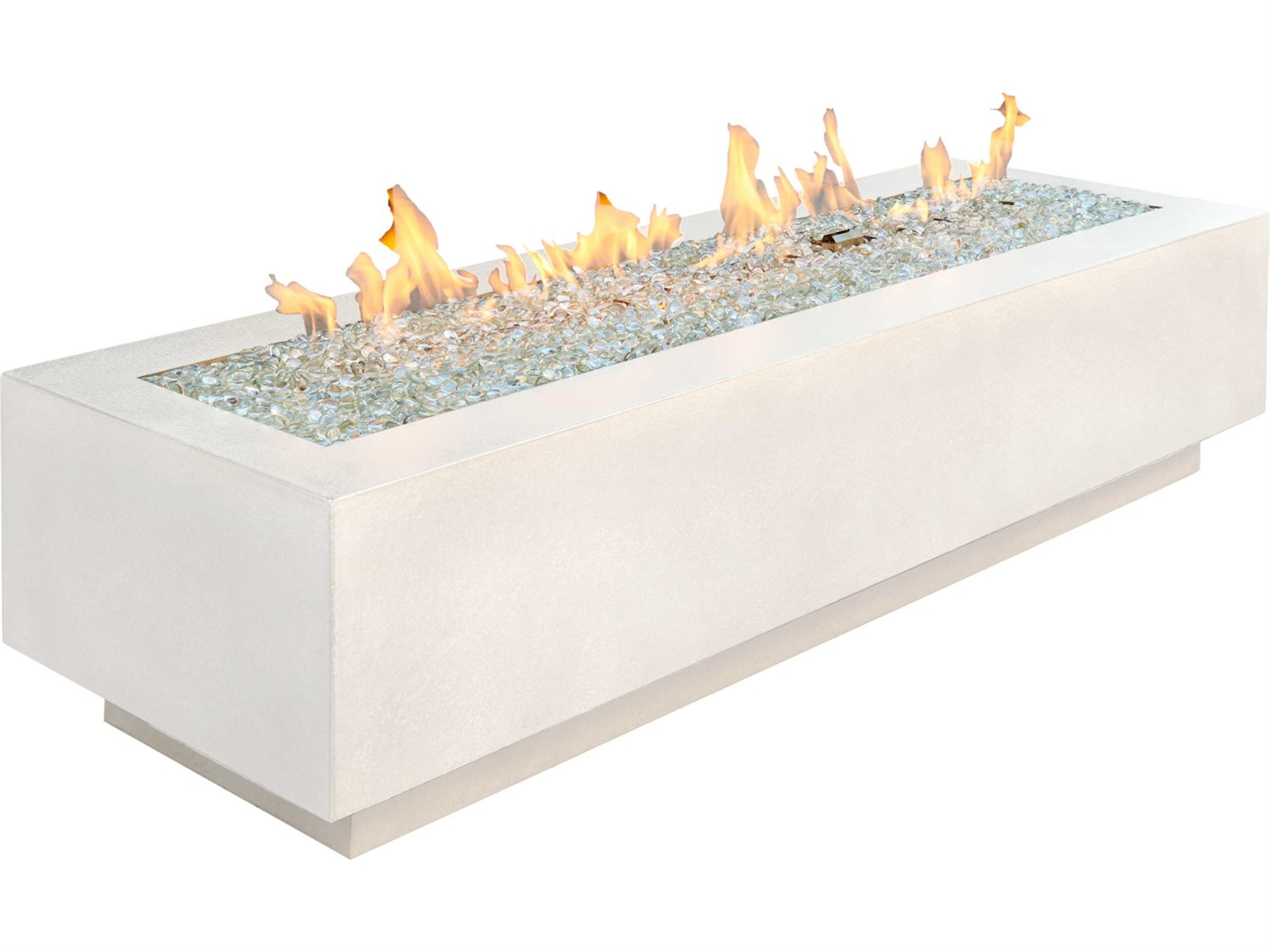 Cove Concrete White Rectangular Linear Gas Fire Pit Table