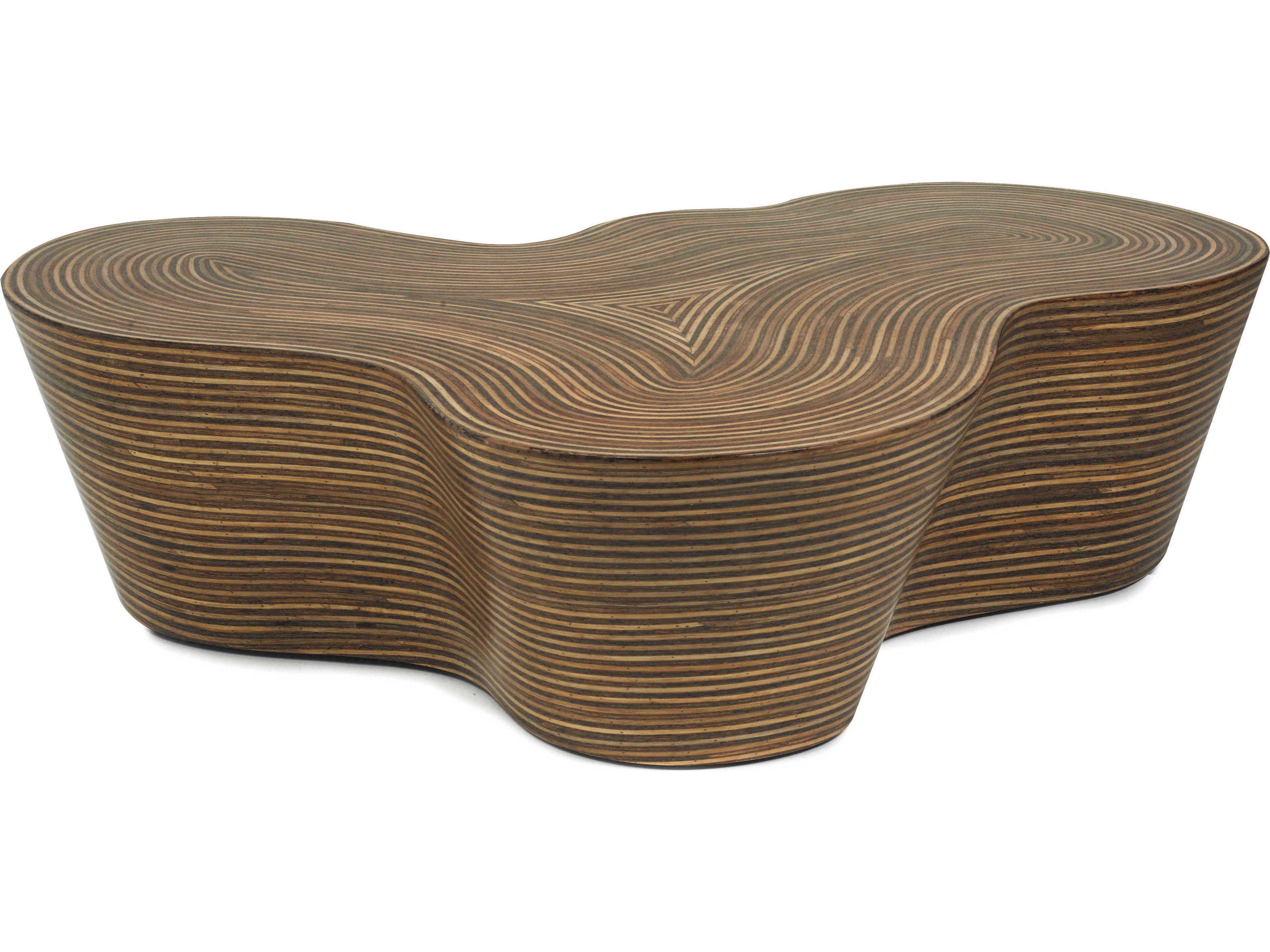 Oggetti Orgo Wood Rattan Strips Coffee Table