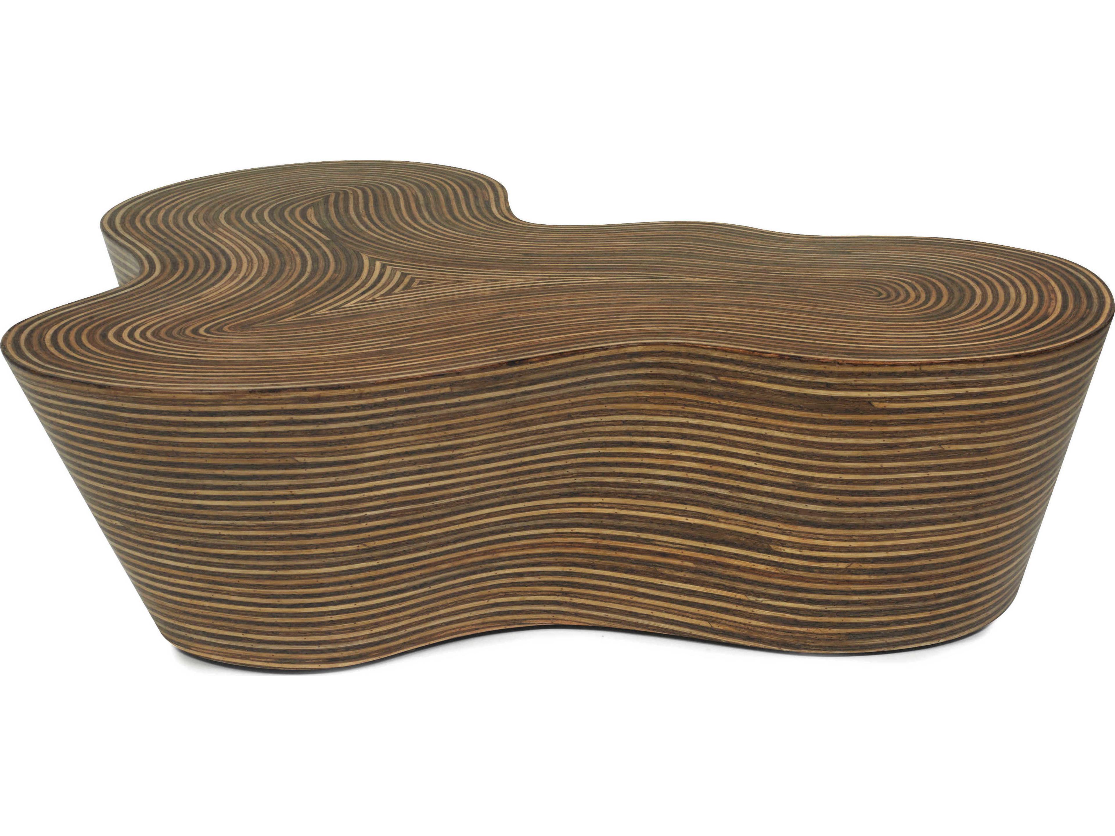 Oggetti Orgo Wood Rattan Strips Coffee Table