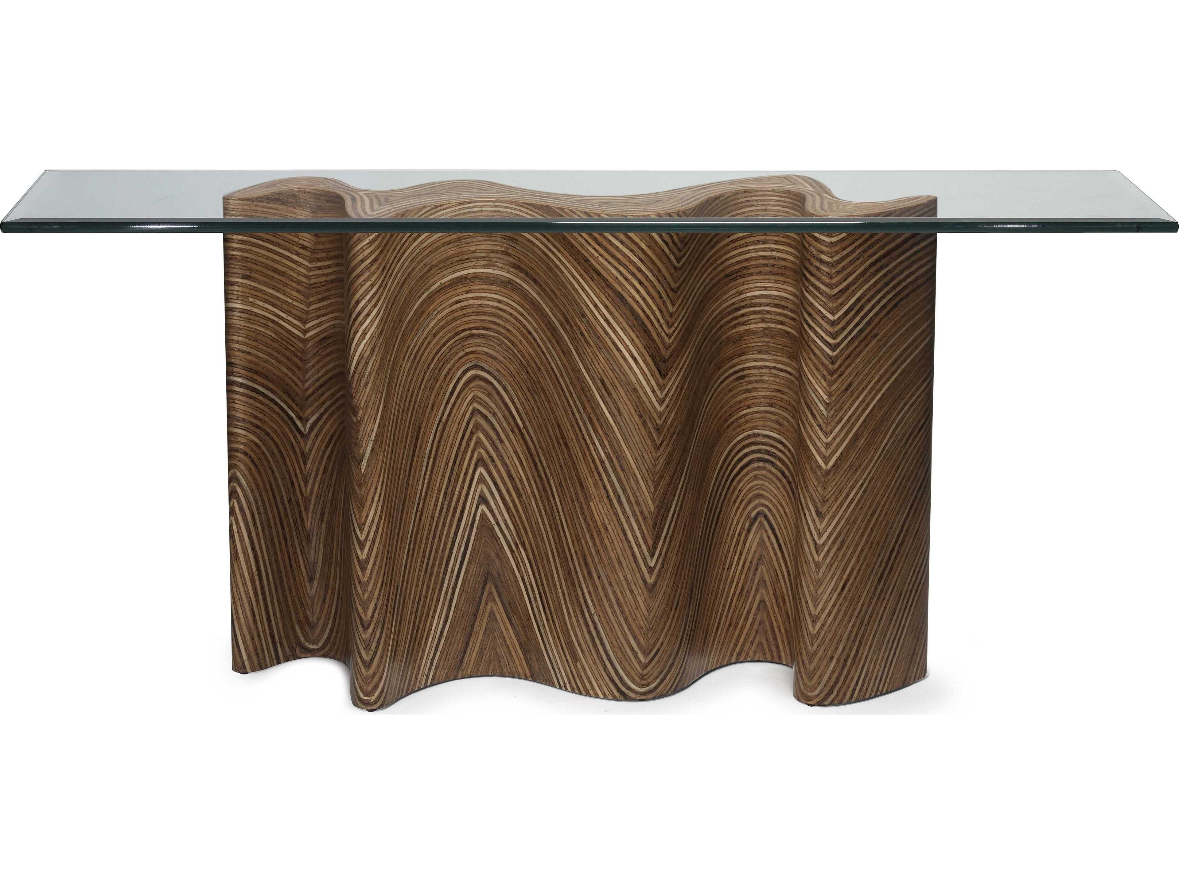 Showtime Rectangular Glass Light And Brown Console Table