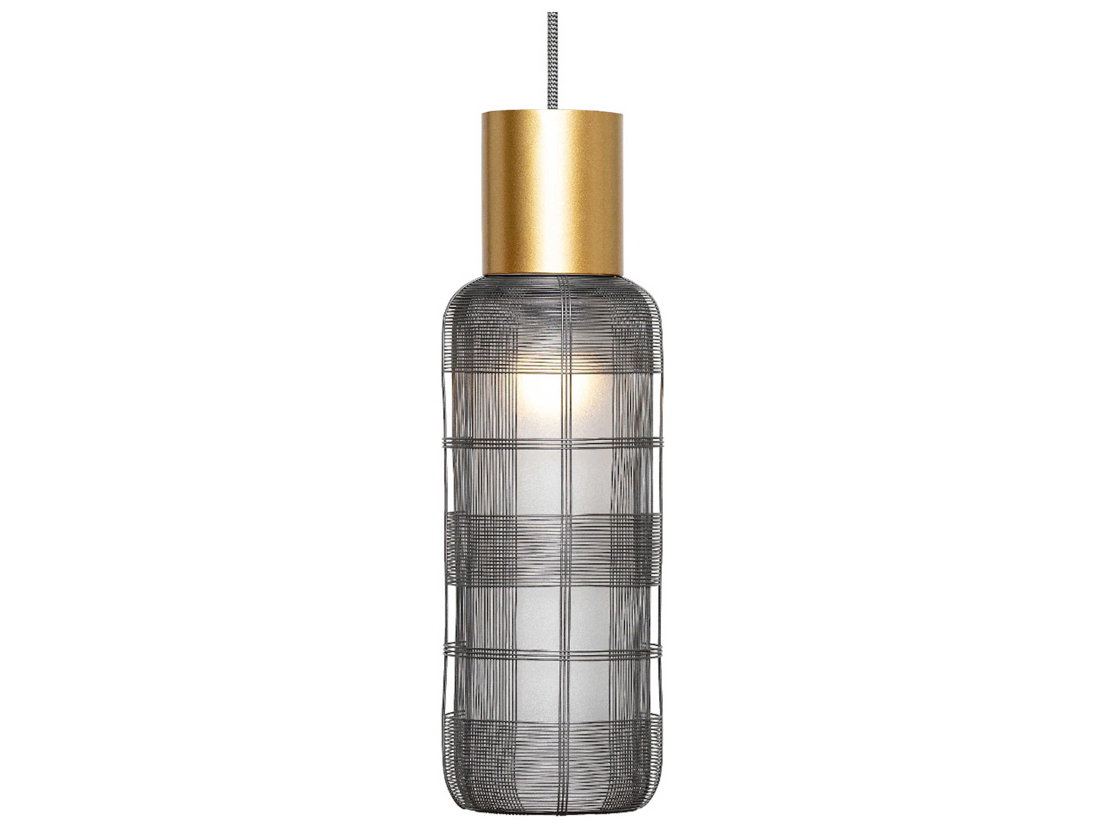 Schema Slim Pendant Light Dark Gray Gold Cylinder Mini