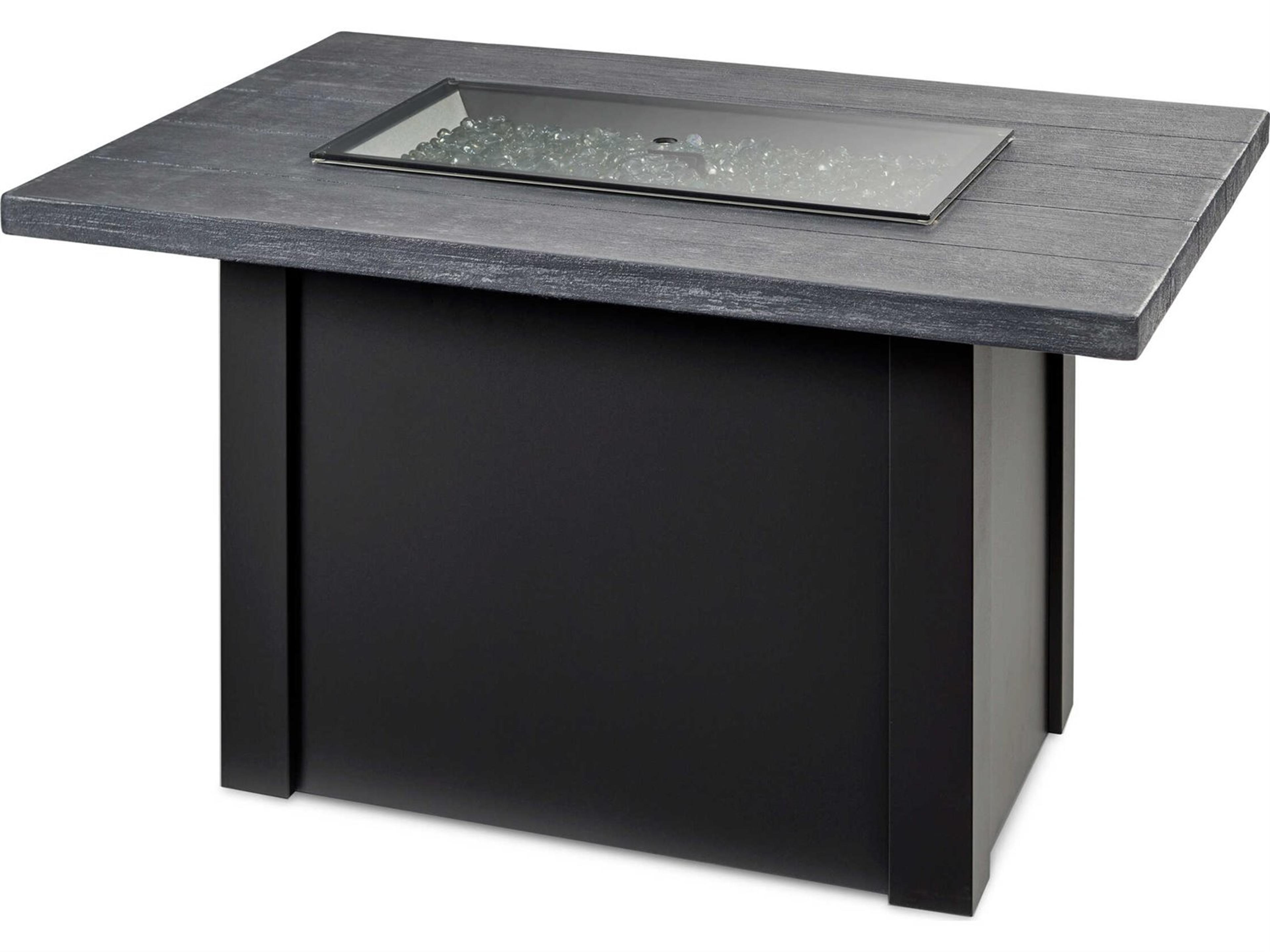 Havenwood Steel Luverne Black Rectangular Carbon Grey Everblend Top Gas Fire Pit Table