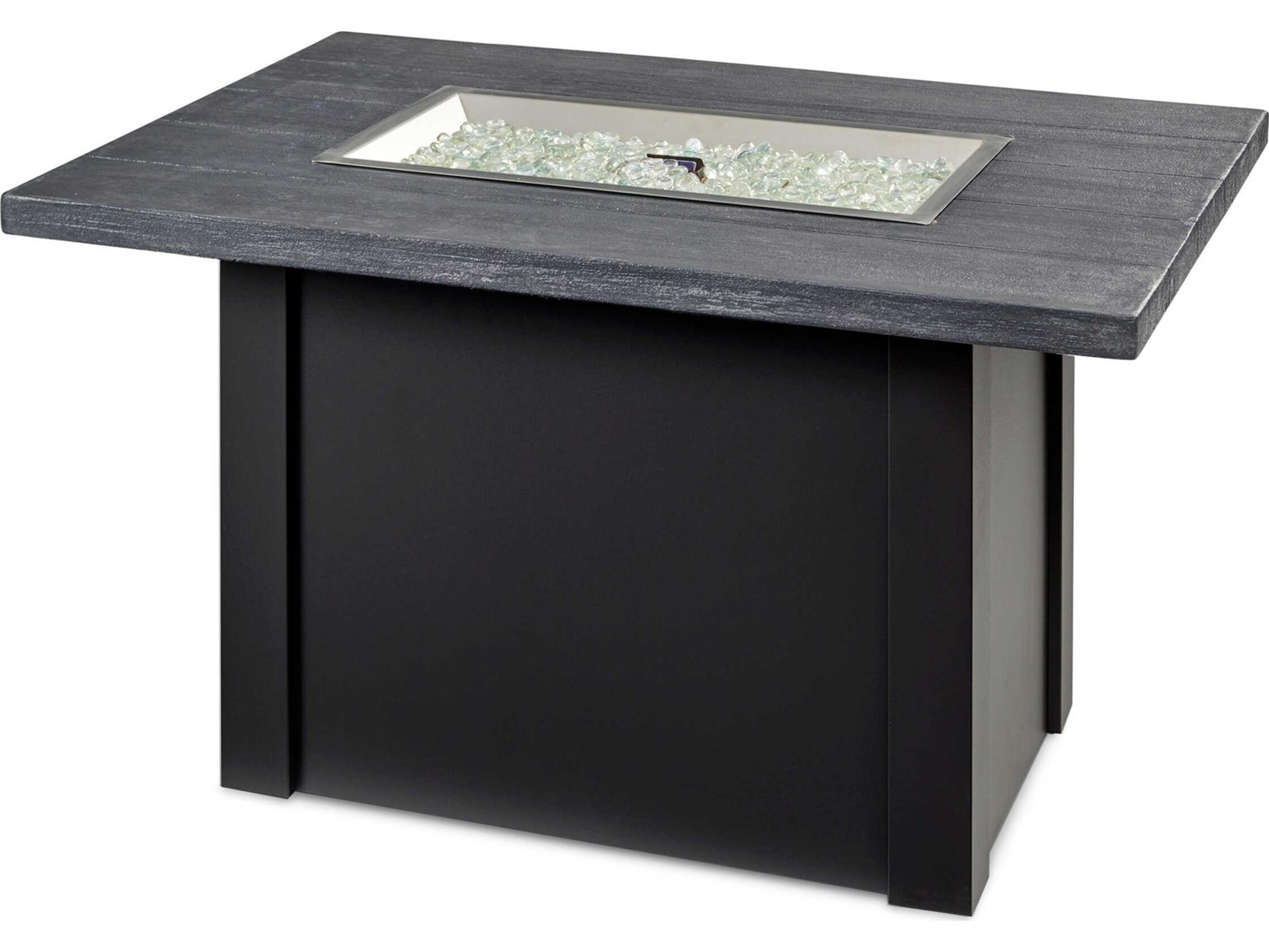 Outdoor Greatroom Havenwood Steel Luverne Black Rectangular Carbon Grey Everblend Top Gas Fire Pit Table