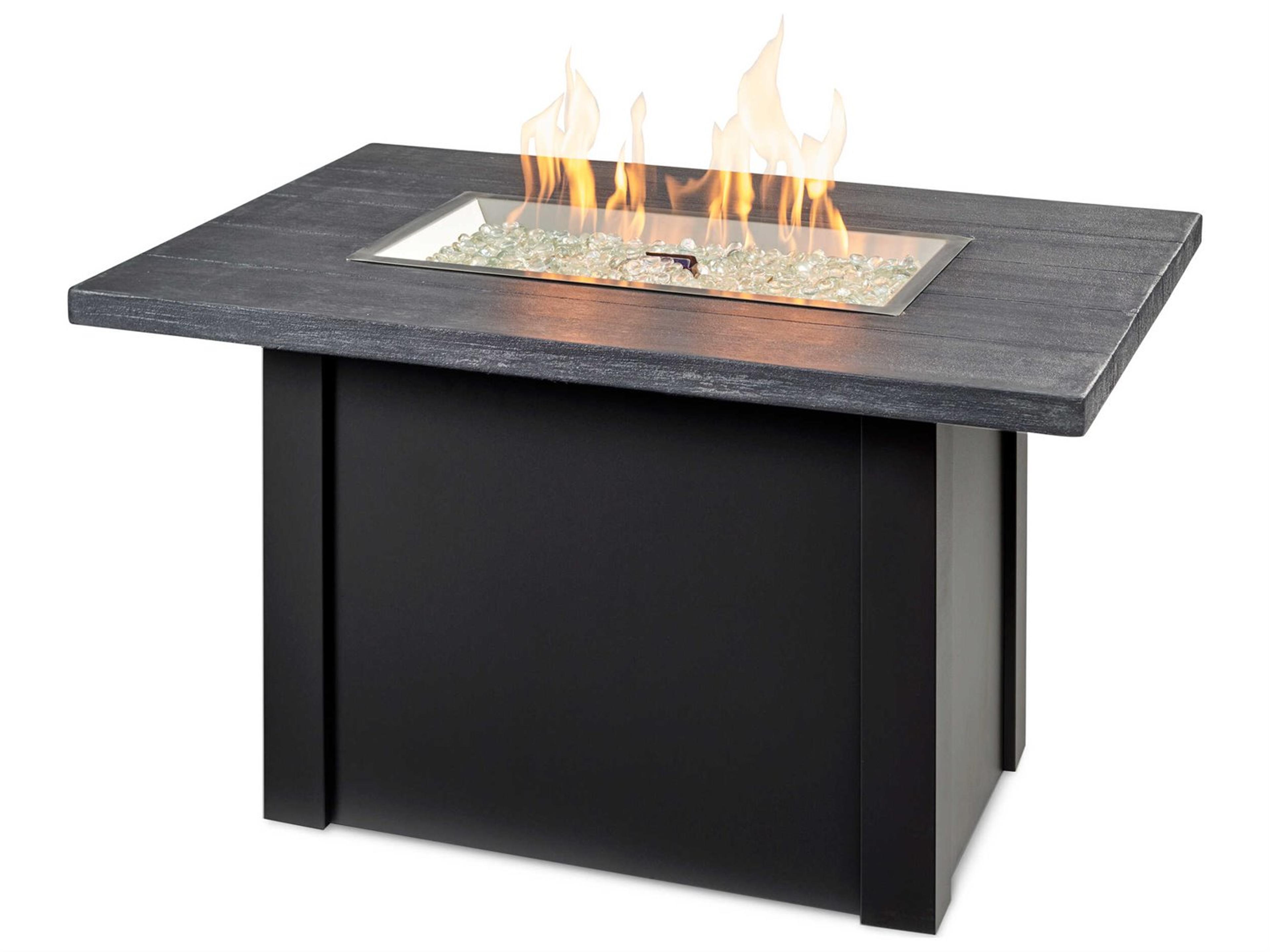 Outdoor Greatroom Havenwood Steel Luverne Black Rectangular Carbon Grey Everblend Top Gas Fire Pit Table