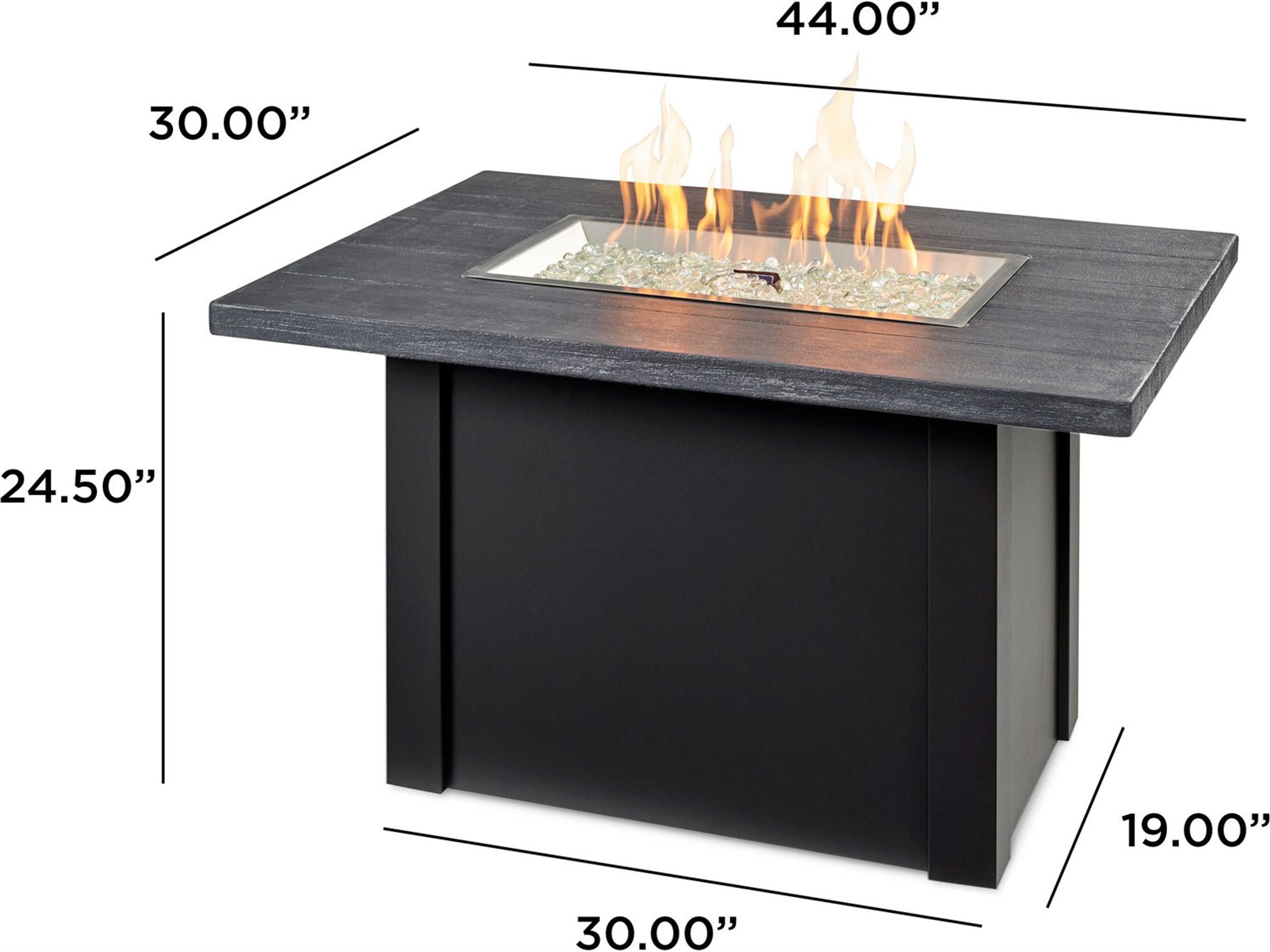 Outdoor Greatroom Havenwood Steel Luverne Black Rectangular Carbon Grey Everblend Top Gas Fire Pit Table