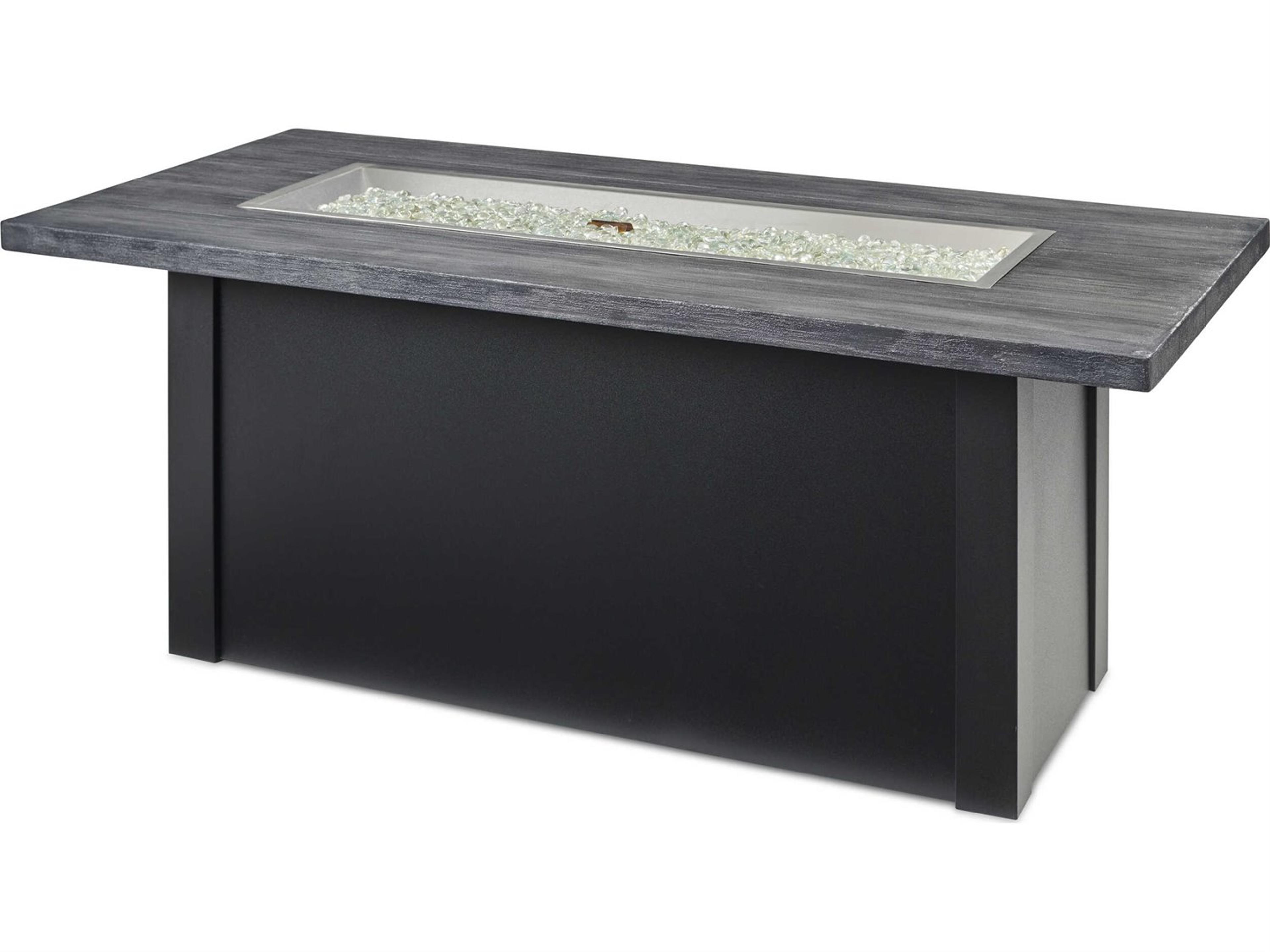 Outdoor Greatroom Havenwood Steel Luverne Black Rectangular Carbon Grey Everblend Top Gas Fire Pit Table
