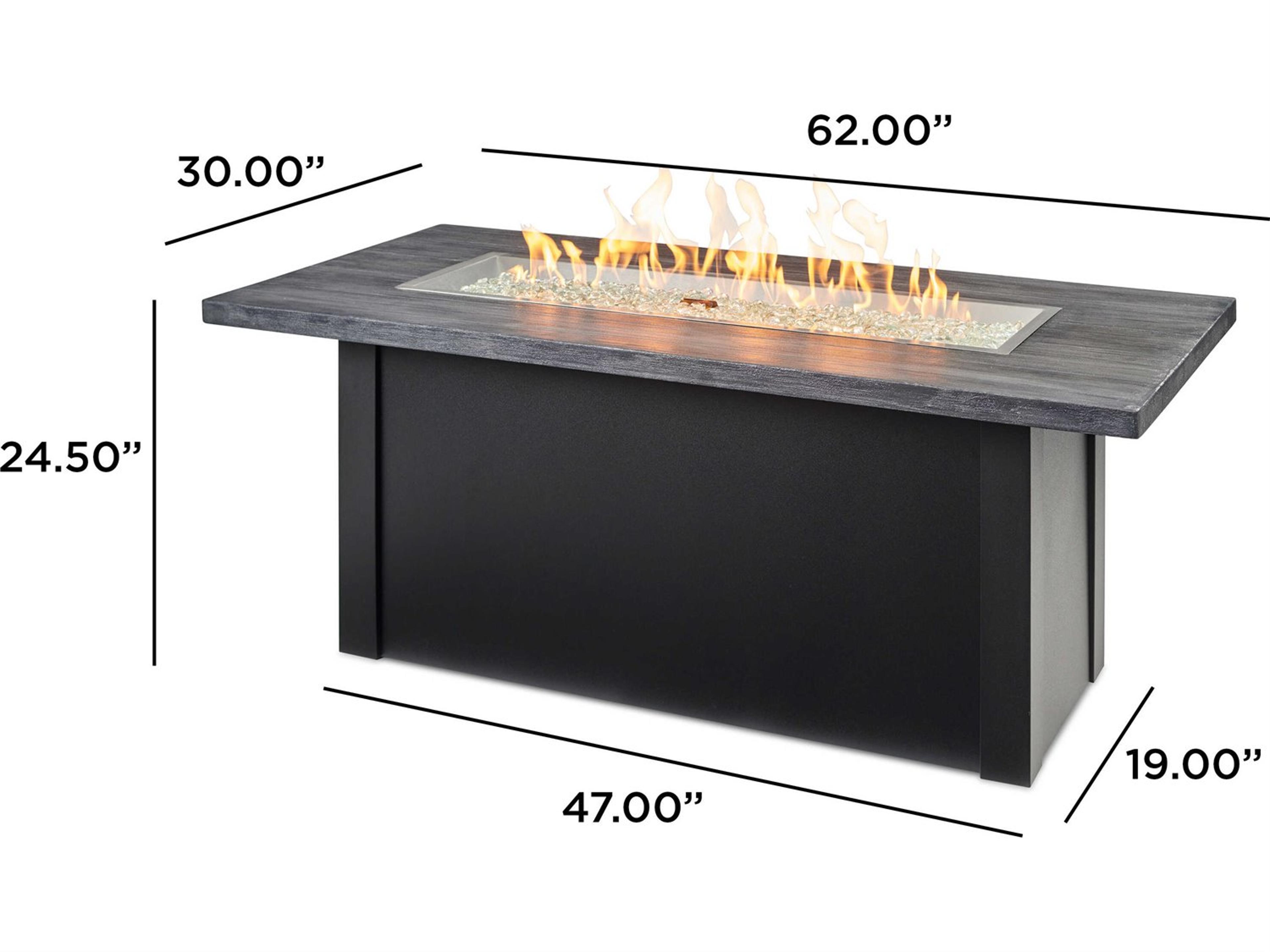 Outdoor Greatroom Havenwood Steel Luverne Black Rectangular Carbon Grey Everblend Top Gas Fire Pit Table
