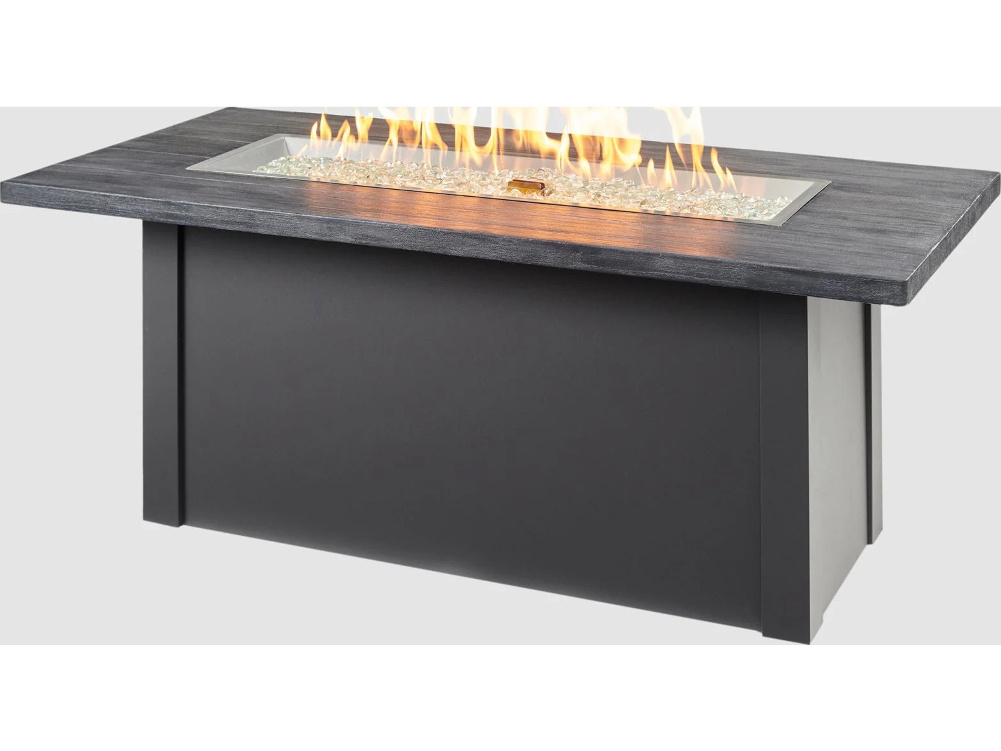 Havenwood Steel Graphite Grey Rectangular Carbon Grey Everblend Top Gas Fire Pit Table with Direct Spark Ignition NG