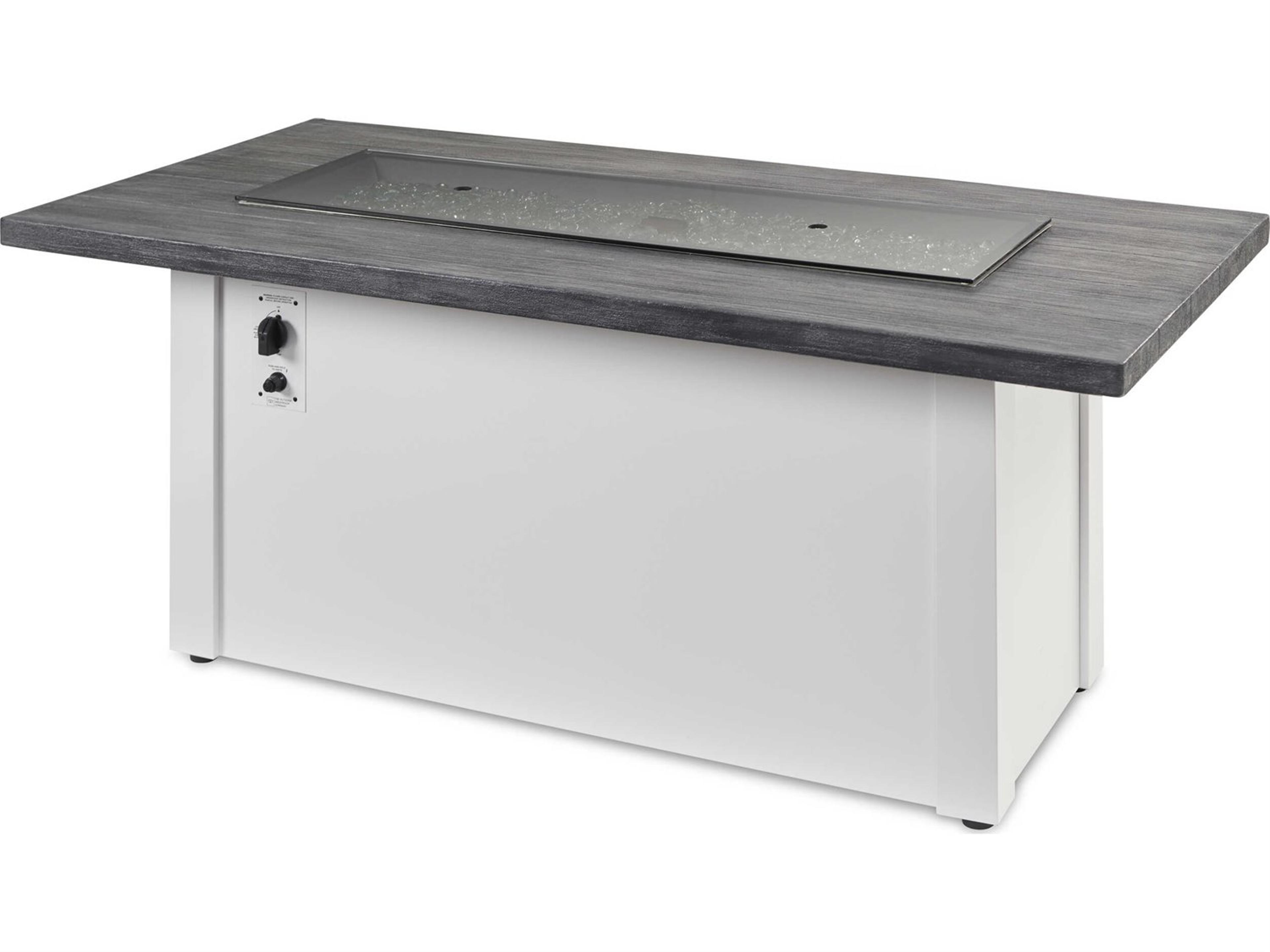 Havenwood Steel White Rectangular Carbon Grey Everblend Top Gas Fire Pit Table