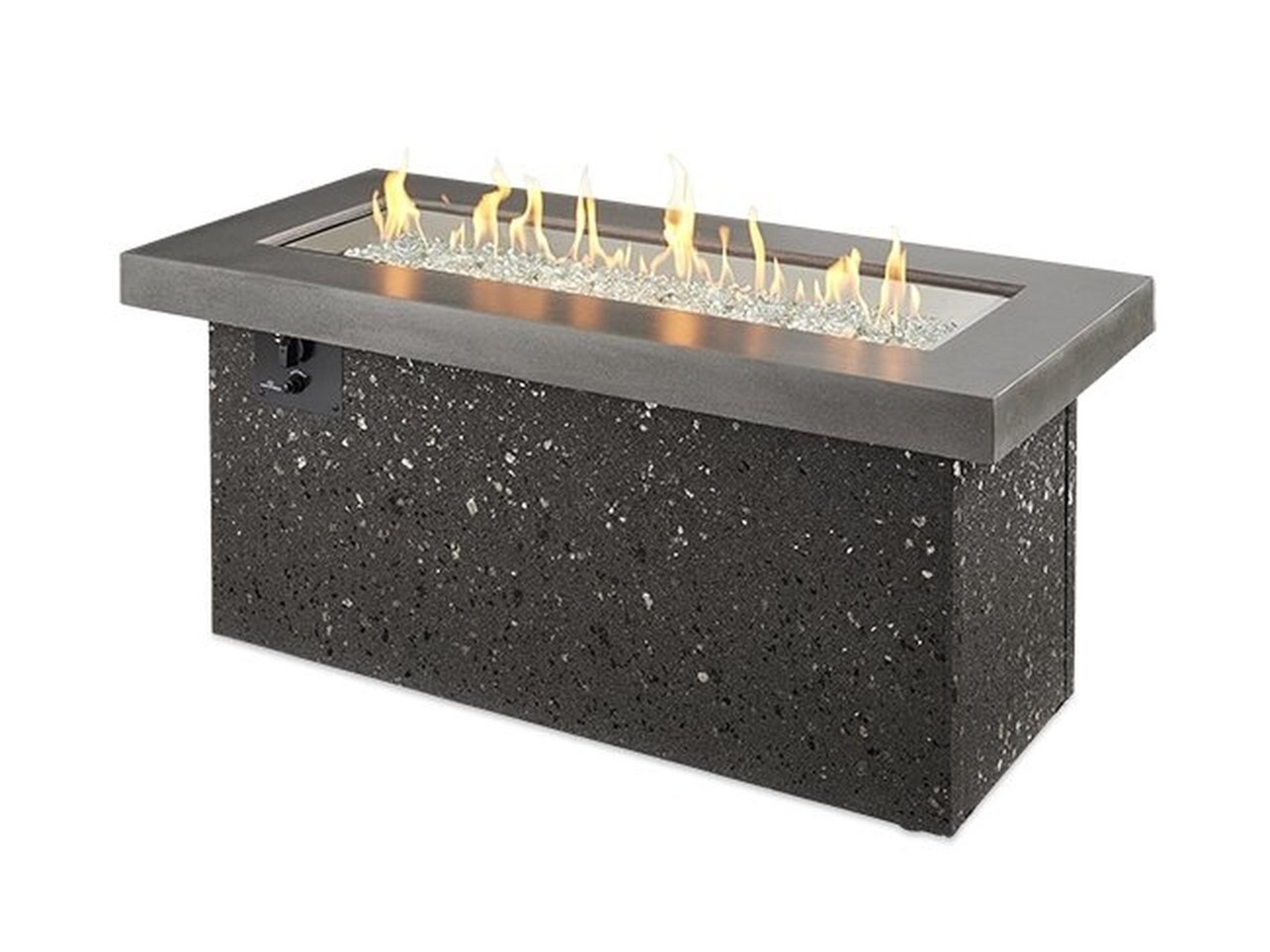 Key Largo Concrete Polished Midnight Mist Rectangular Natural Gas Fire Pit Table