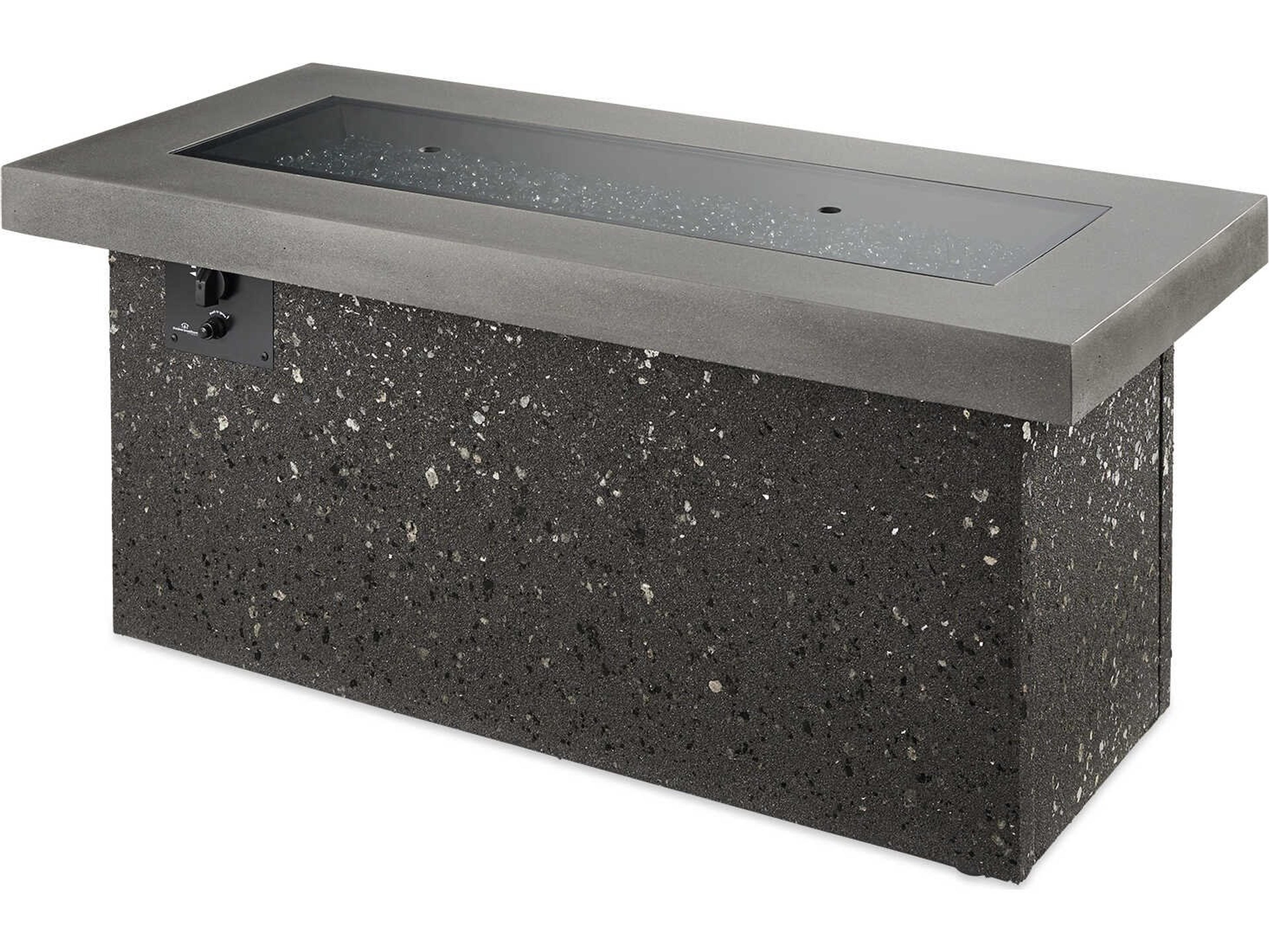 Key Largo Midnight Mist Rectangular Crystal Fire Pit Table