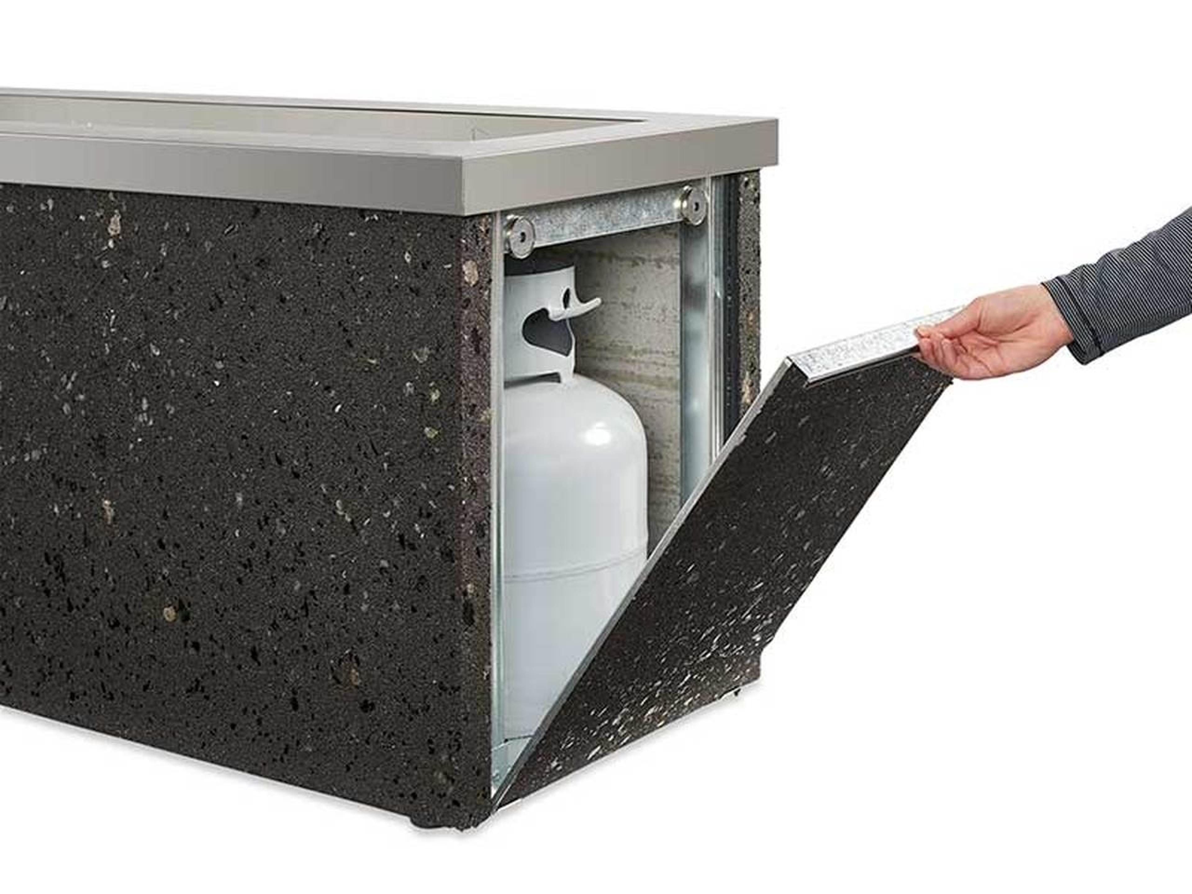 Outdoor Greatroom Key Largo Stainess Steel Polished Midnight Mist Rectangular Liquid Propane Fire Pit Table