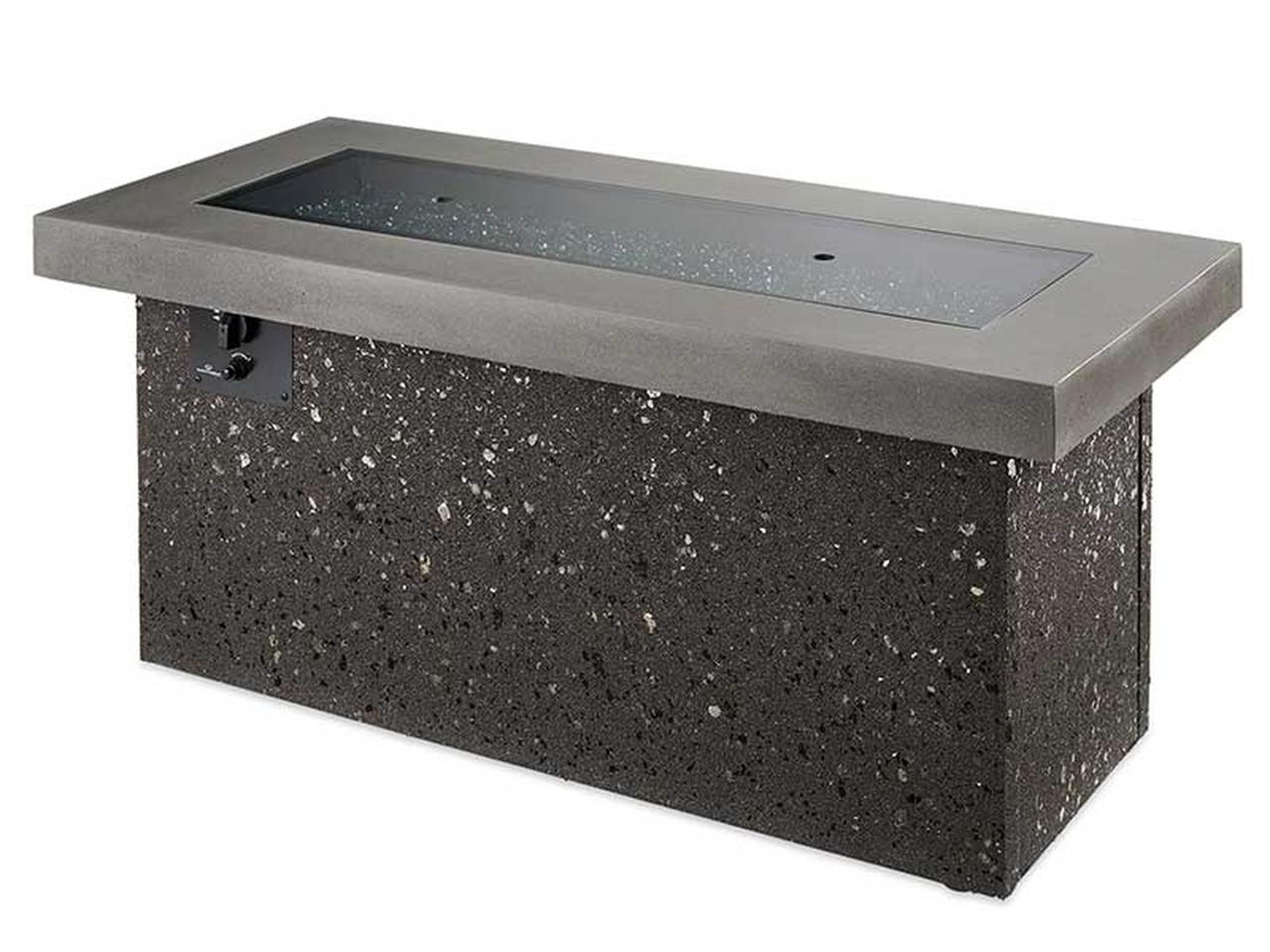 Outdoor Greatroom Key Largo Stainess Steel Polished Midnight Mist Rectangular Liquid Propane Fire Pit Table