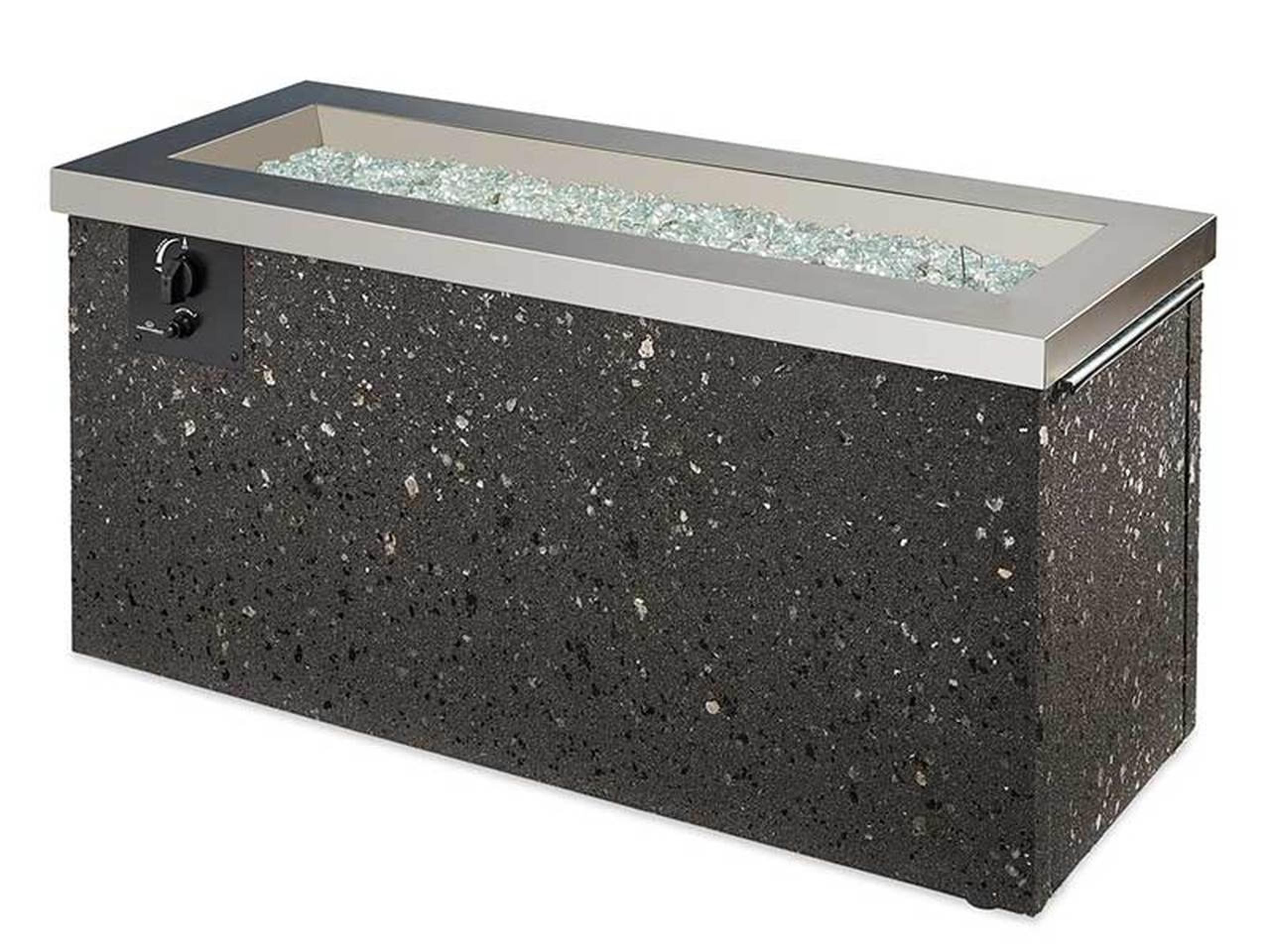 Outdoor Greatroom Key Largo Concrete Polished Midnight Mist Rectangular Natural Gas Fire Pit Table