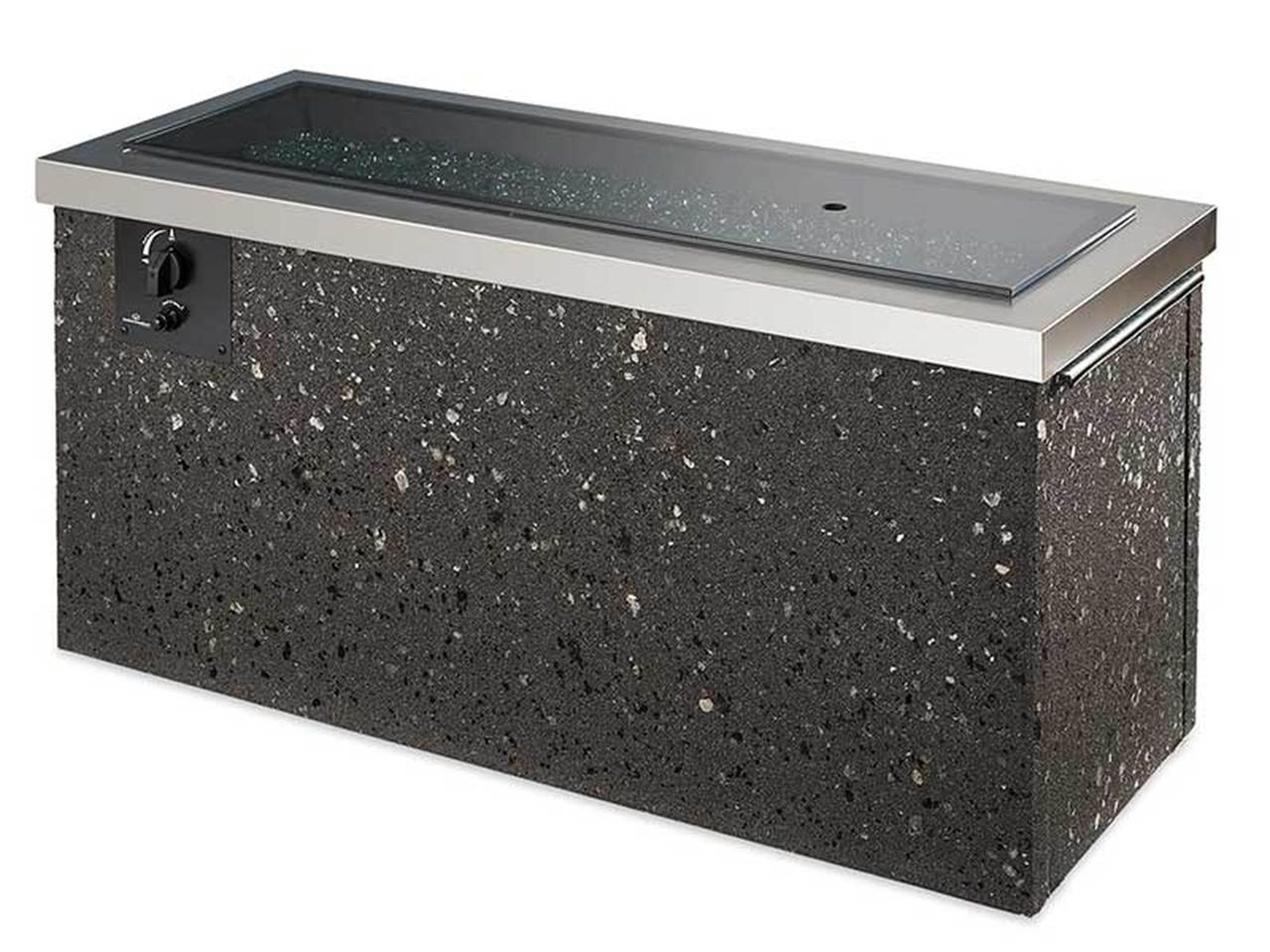Outdoor Greatroom Key Largo Concrete Polished Midnight Mist Rectangular Natural Gas Fire Pit Table