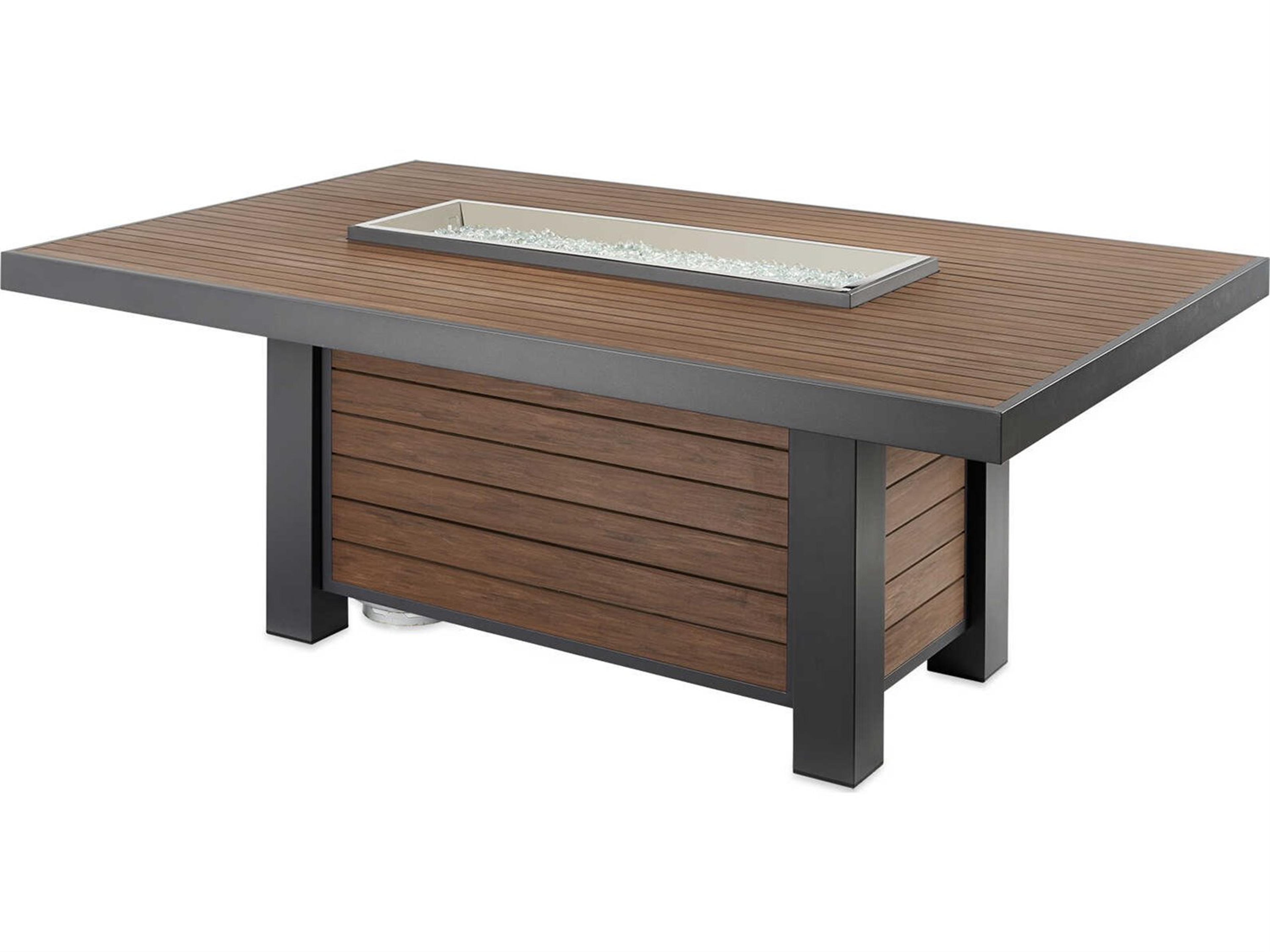 Outdoor Greatroom Kenwood Aluminum Graphite Grey Rectangular Linear Dining Height Gas Fire Pit Table