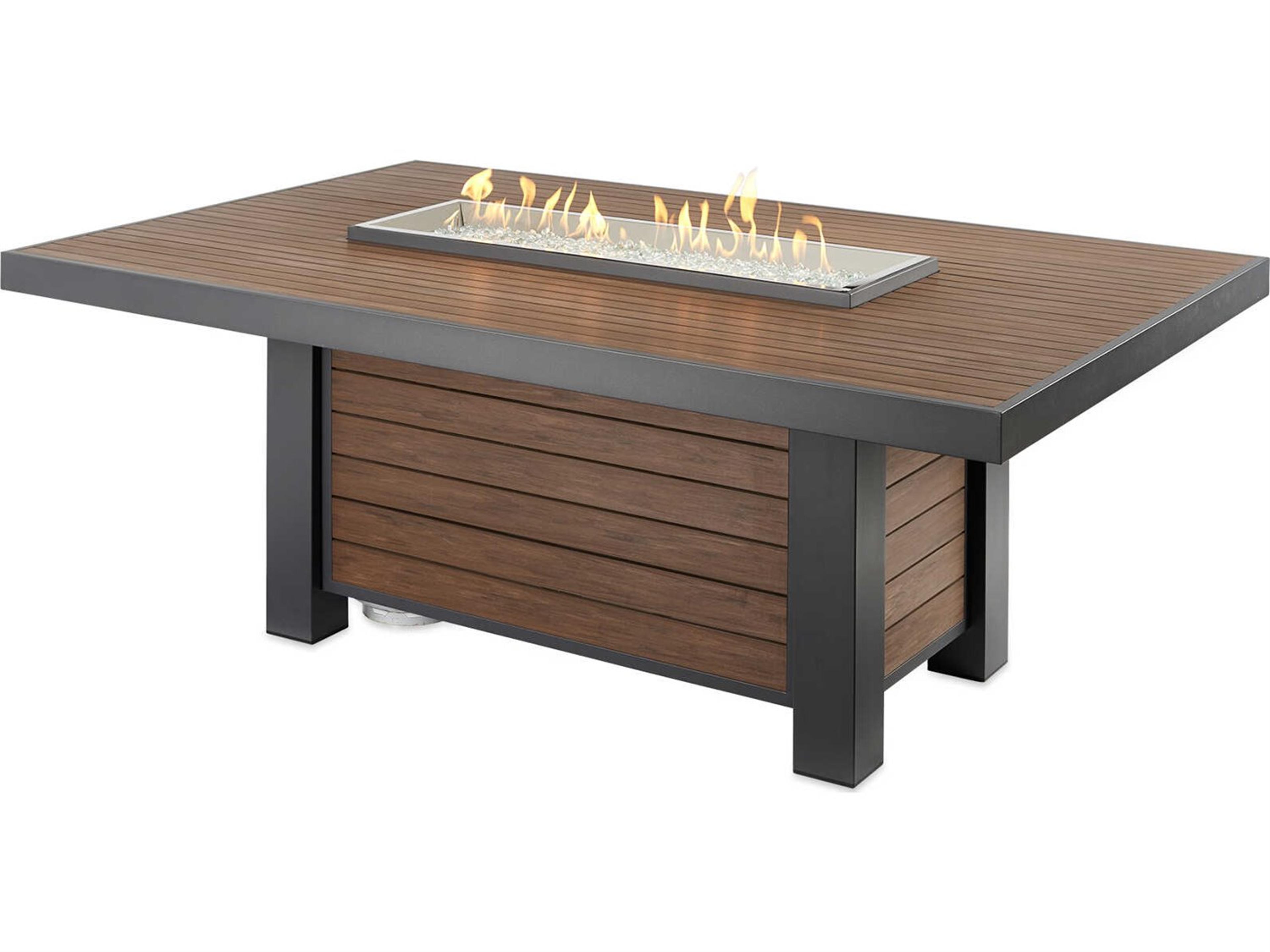 Outdoor Greatroom Kenwood Aluminum Graphite Grey Rectangular Linear Dining Height Gas Fire Pit Table