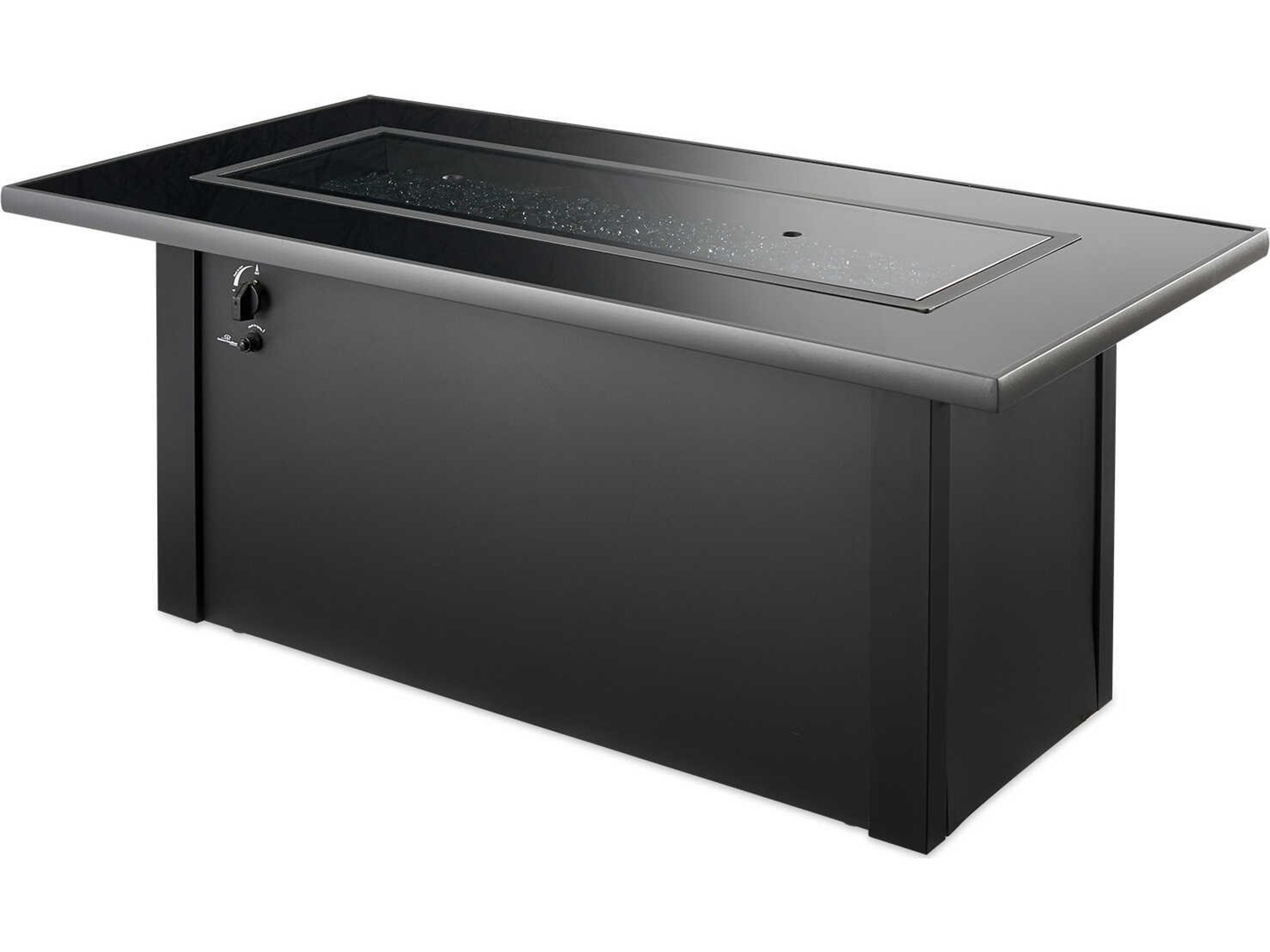 Monte Carlo Steel Black Rectangular Fire Pit Table with Black Glass top