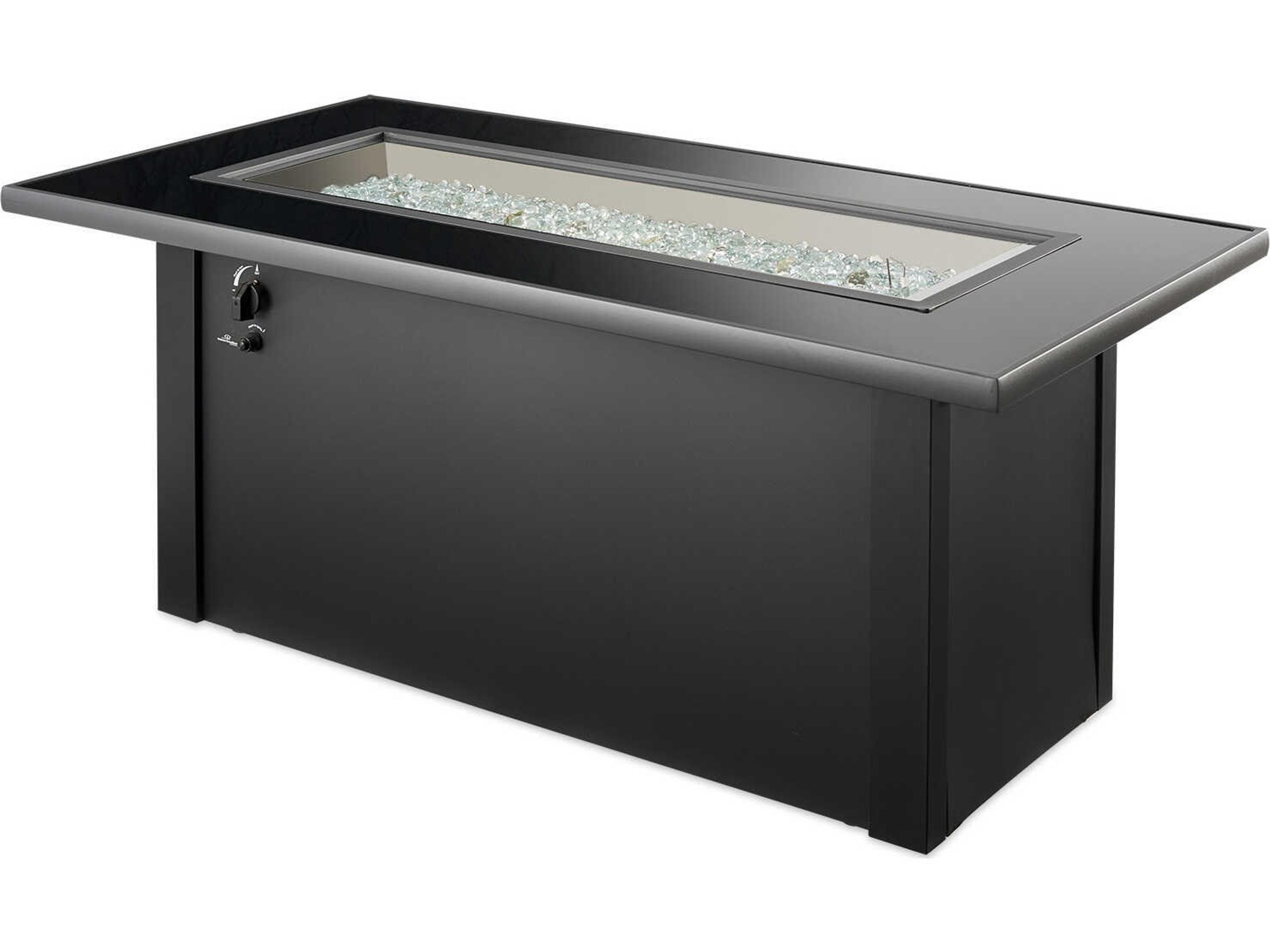 Outdoor Greatroom Monte Carlo Steel Black Rectangular Fire Pit Table with Black Glass top