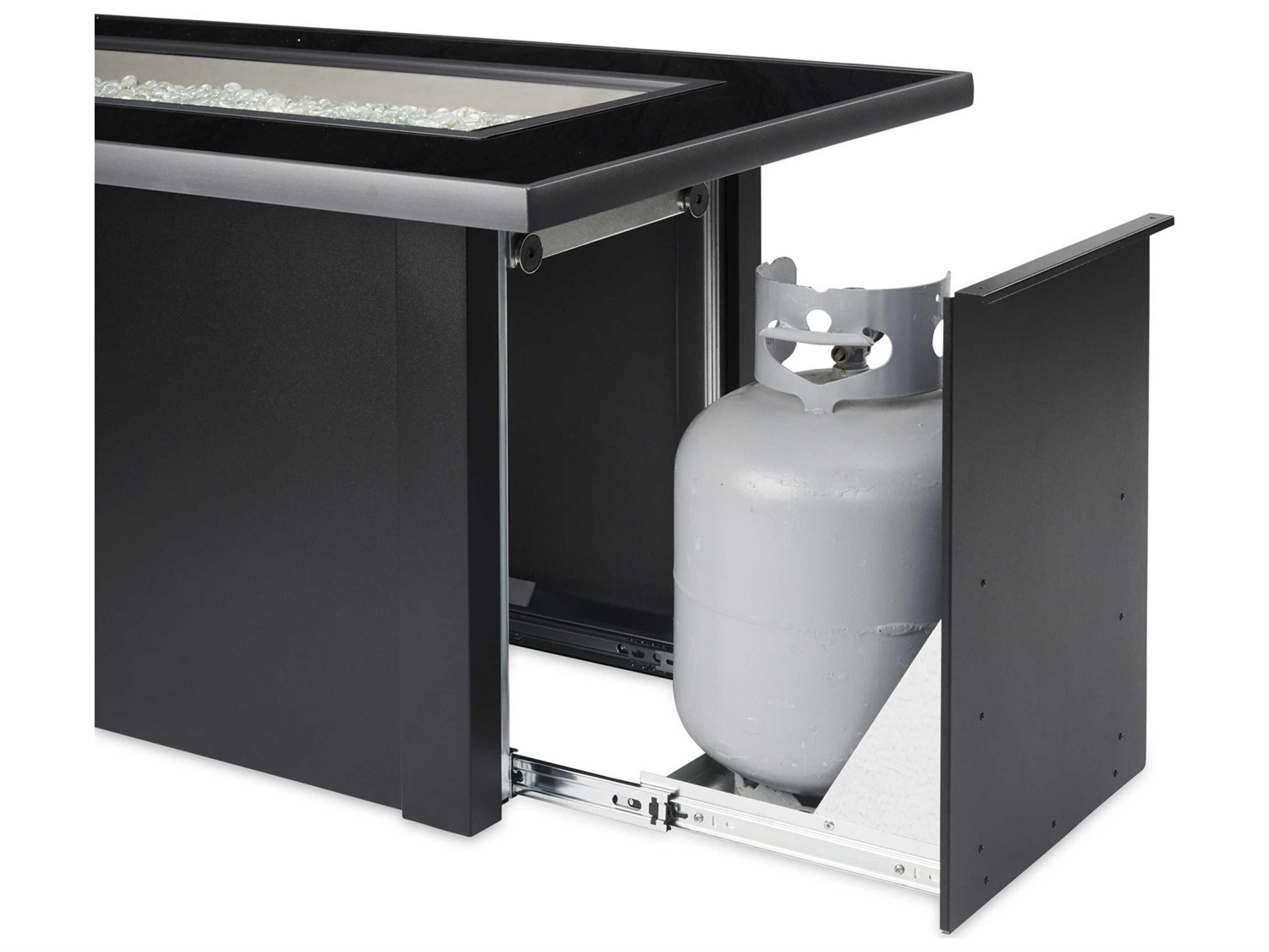 Outdoor Greatroom Monte Carlo Steel Black Rectangular Fire Pit Table with Black Glass top